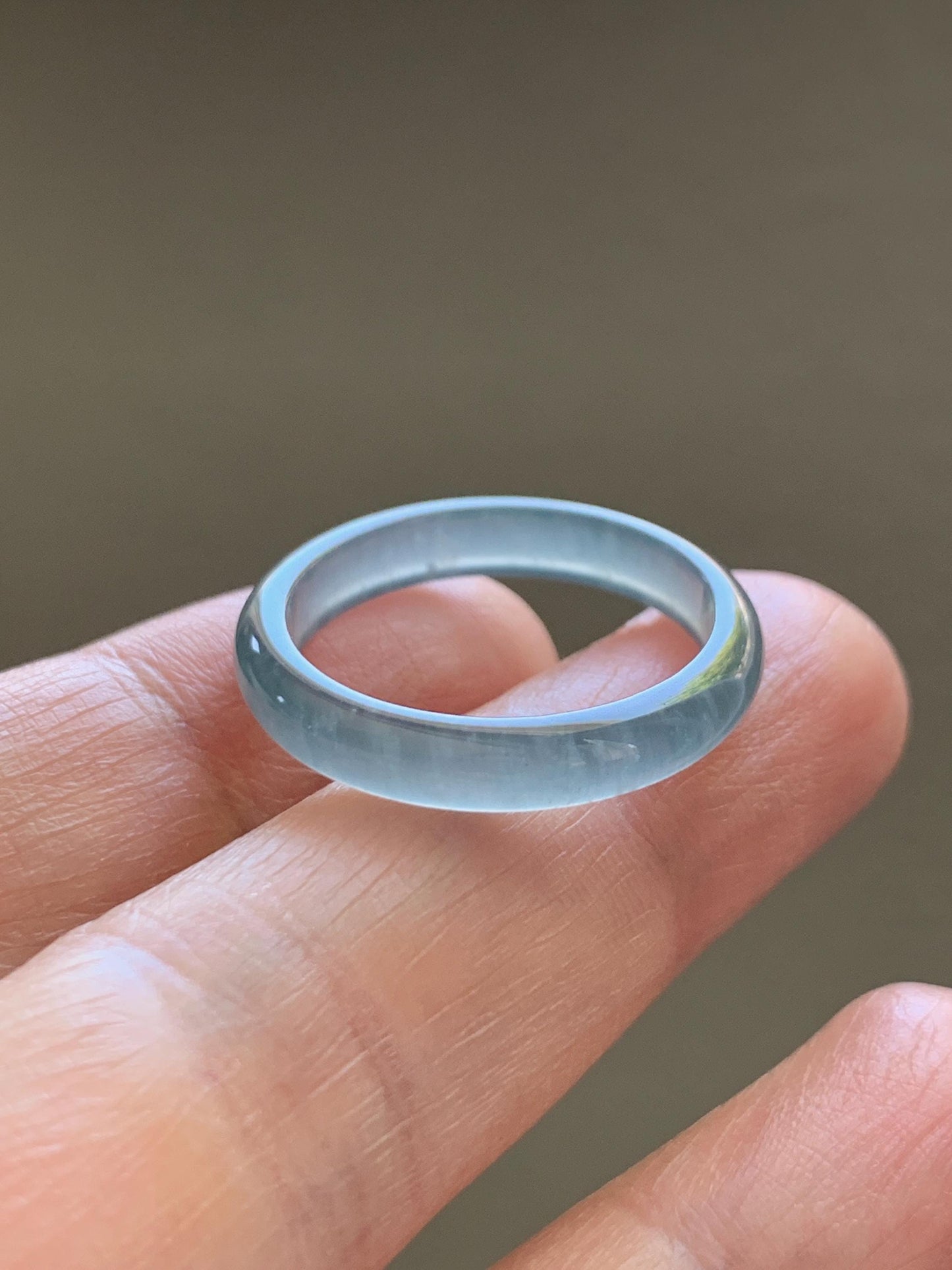 Natural Guatemalan Grade A Icy Translucent Teal Blue Jade Jadeite Band Ring Size 9.25 US 天然冰胶危蓝翡翠戒圈 WLJ560A