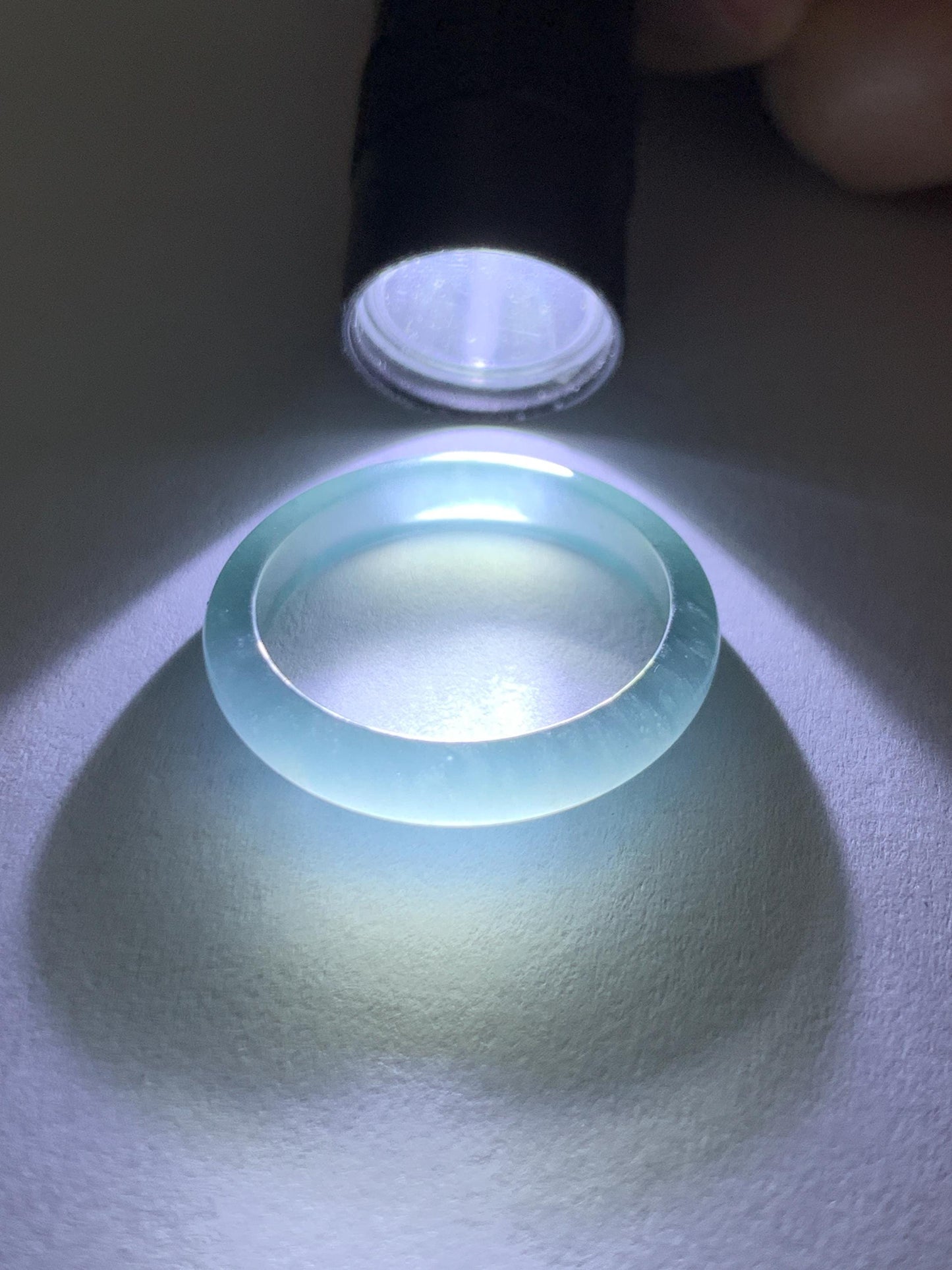 Natural Guatemalan Grade A Icy Translucent Teal Blue Jade Jadeite Band Ring Size 9.25 US 天然冰胶危蓝翡翠戒圈 WLJ560A