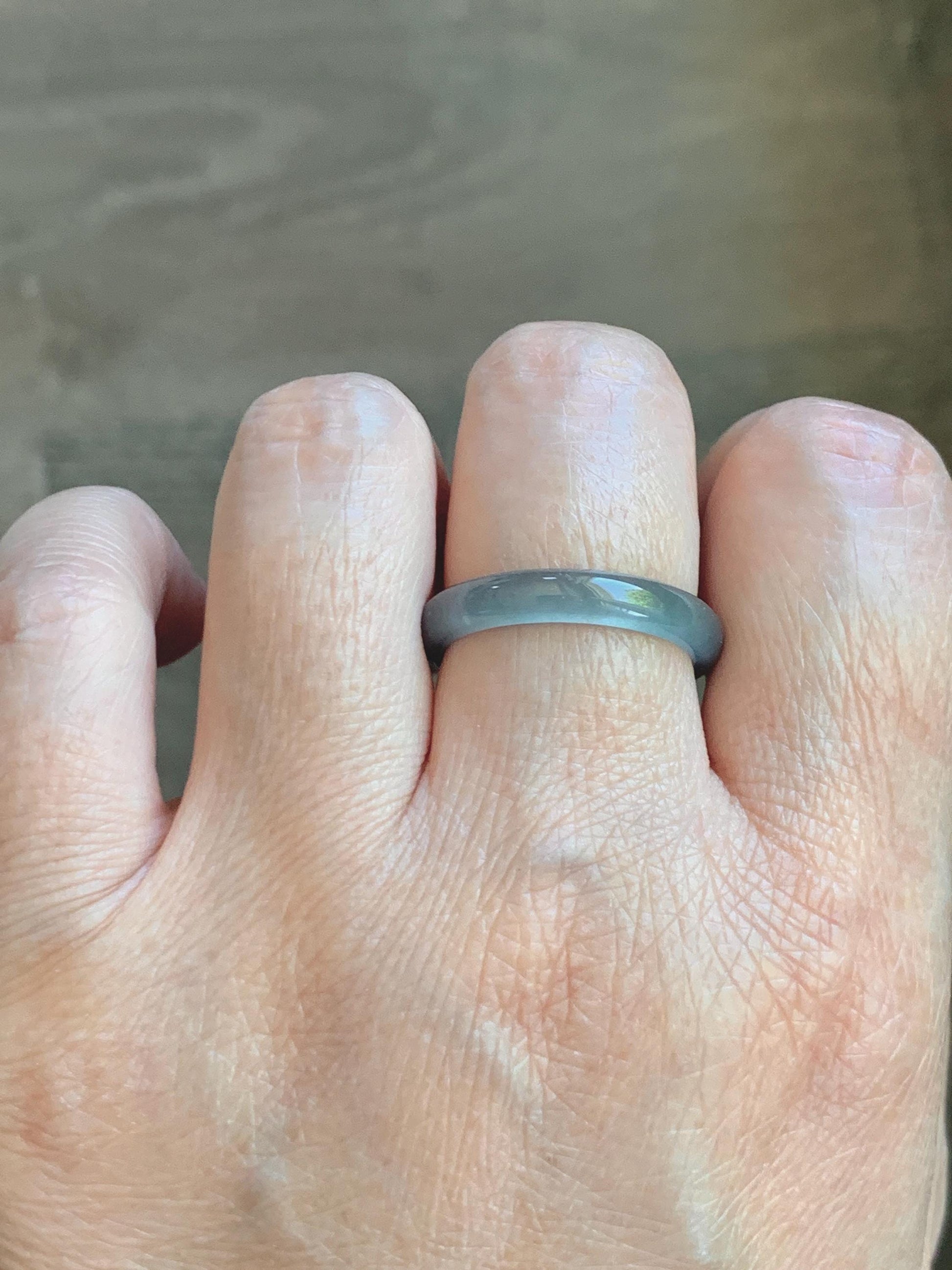 Natural Guatemalan Grade A Icy Translucent Teal Blue Jade Jadeite Band Ring Size 9.25 US 天然冰胶危蓝翡翠戒圈 WLJ560A