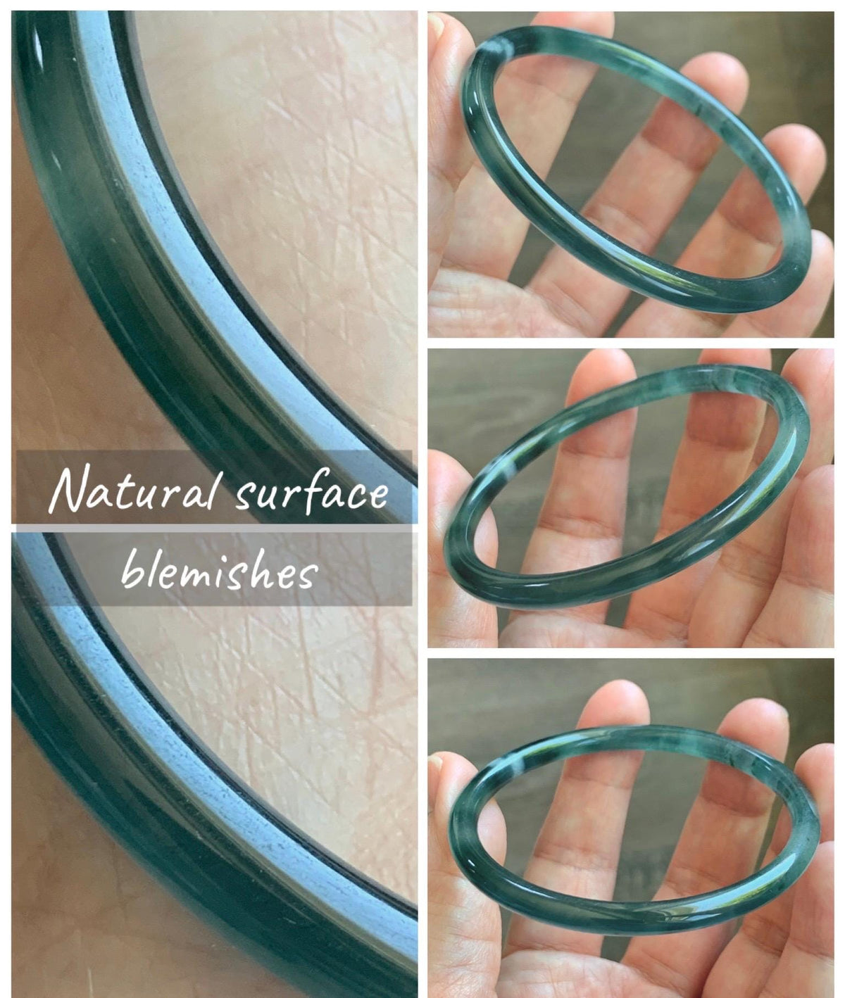 Certified Natural Grade A Guatemalan Icy Translucent Dark Teal Green Jade Jadeite Slim Bangle 57.8mm 7.14” 15.52g 天然冰胶危深蓝绿翡翠细圆条手镯 1185