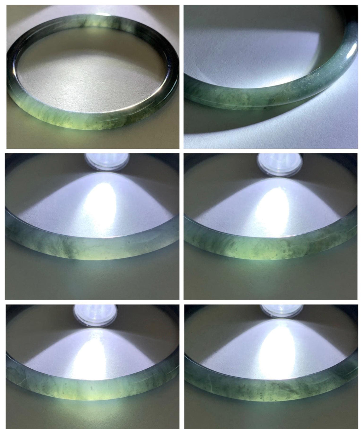 Certified Natural Grade A Guatemalan Icy Translucent Dark Gray Wuji Jade Jadeite Bangle Bracelet 58.6mm 7.25” 18g 天然冰危深灰乌鸡翡翠圆条手镯 1187