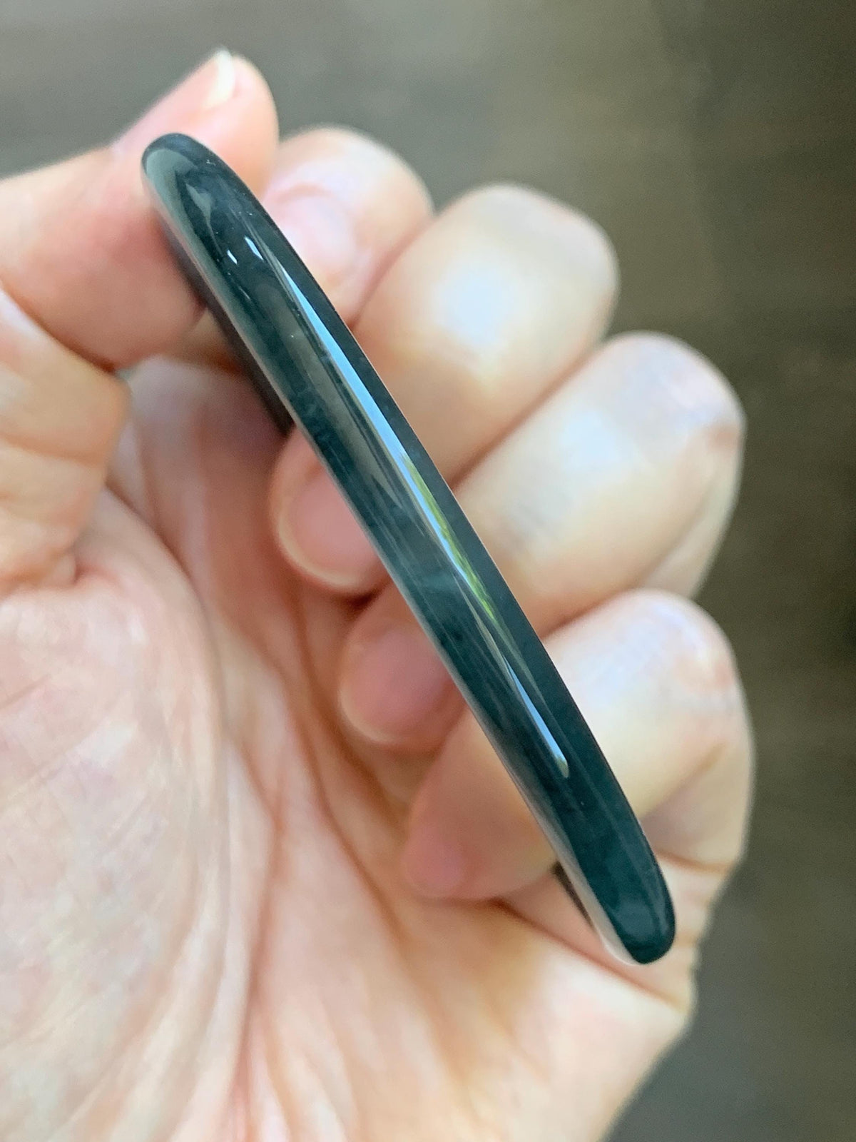 Certified Natural Grade A Guatemalan Icy Translucent Dark Gray Wuji Jade Jadeite Bangle Bracelet 58.6mm 7.25” 18g 天然冰危深灰乌鸡翡翠圆条手镯 1187
