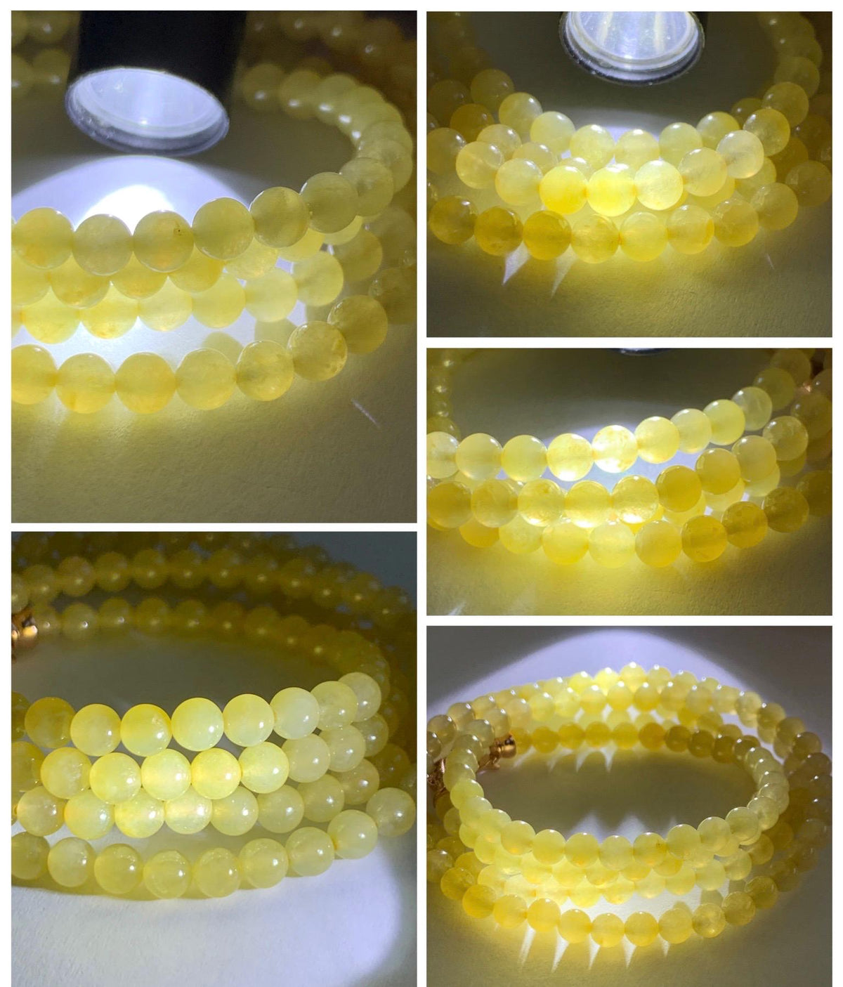 Natural Grade A Icy Translucent Light Yellow Jade Jadeite Petite Beads Beaded Necklace 4.4mm 25” 24g 天然冰黄翡翠小圆珠项链 MXH660B
