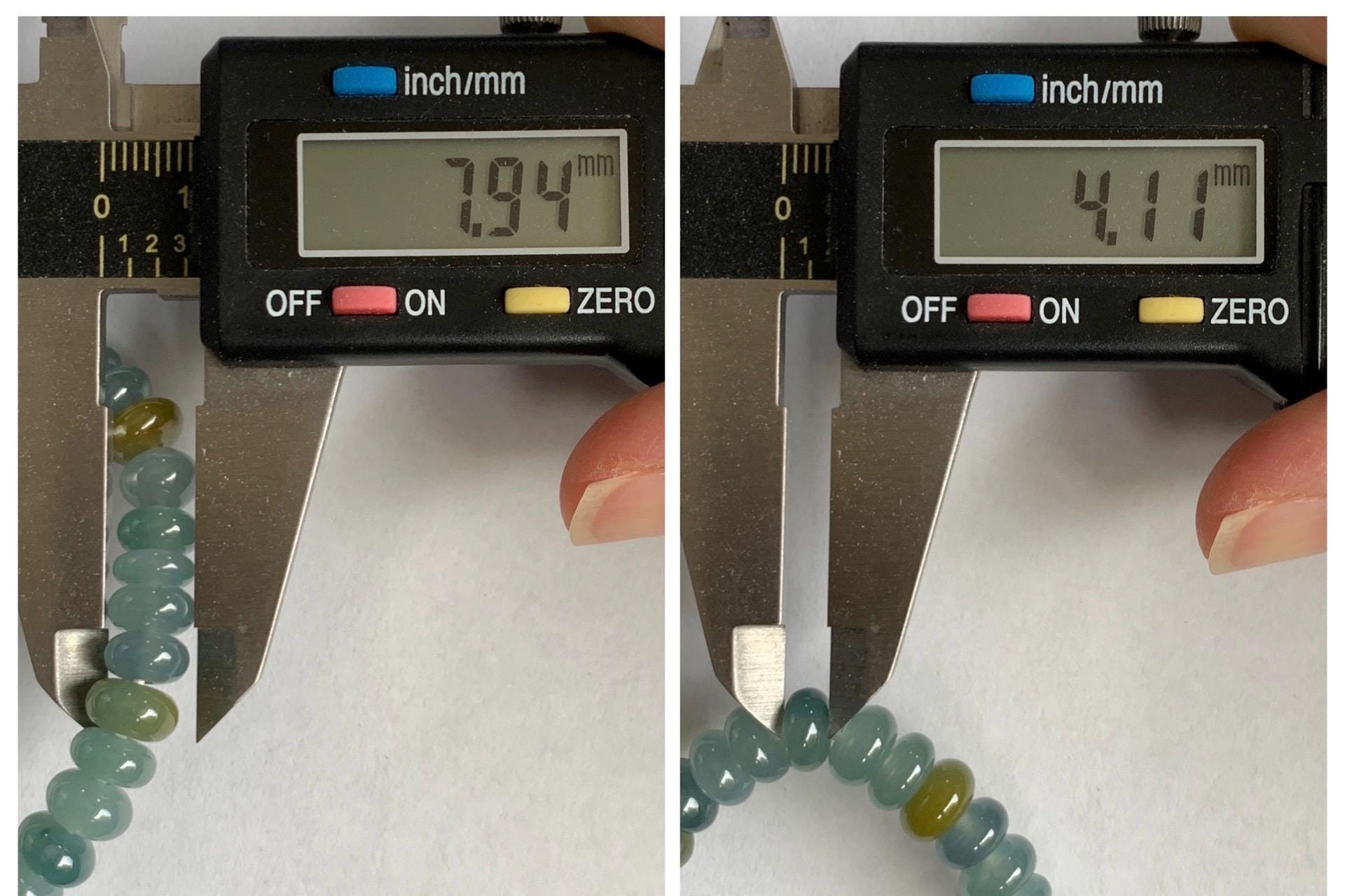 Natural Grade A Guatemalan Icy Highly Translucent Light Teal & Yellow Jade Jadeite Drum Beads Beaded Bracelet 6.5” 20g 天然冰胶危蓝加黄翡翠鼓珠手串WQD580B
