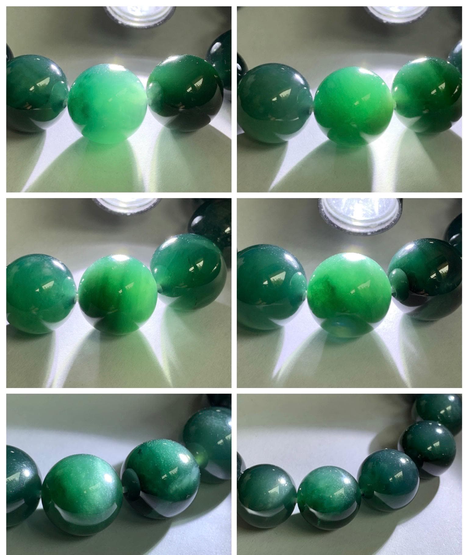 LARGE Natural Grade A Guatemalan Icy Translucent Dark Teal Green Jade Jadeite Beaded Bracelet 13.9mm 7.75” 69g 天然冰危深老蓝水翡翠大卡手串 WDS660B