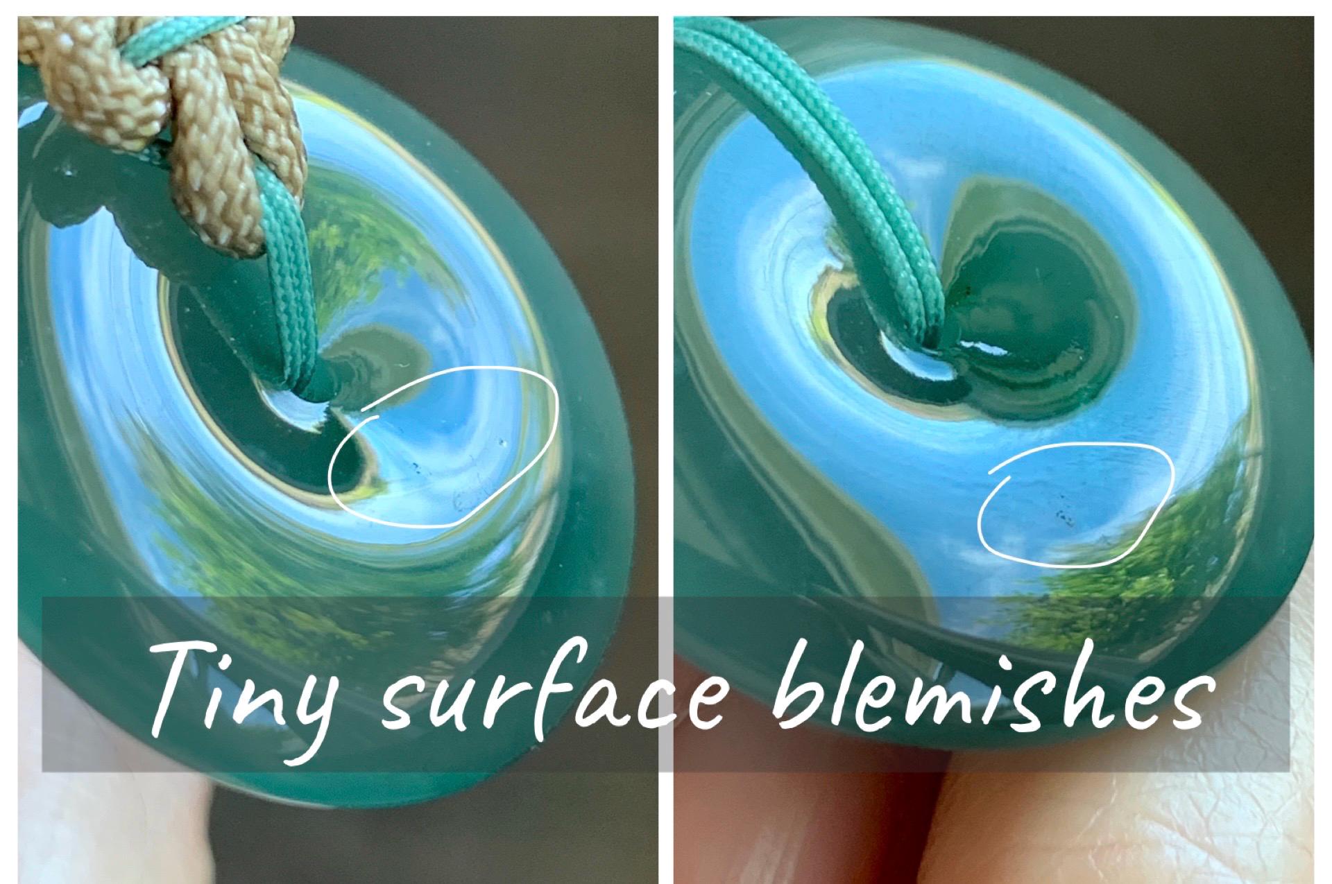 Natural Grade A Guatemalan Icy Translucent Dusty Teal Green Jade Jadeite Ping An Kou Donut Pendant Rope Necklace 24” 天然冰胶危蓝绿翡翠平安扣吊坠 WLP220