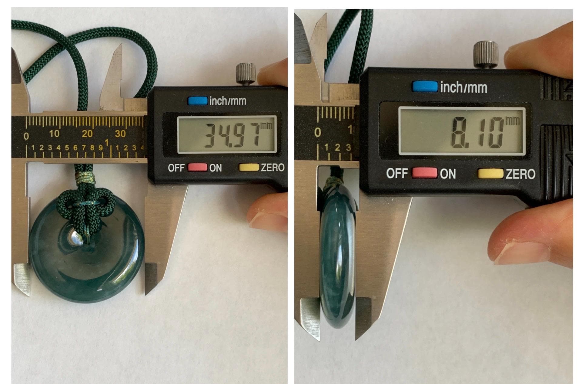 Natural Grade A Guatemalan Icy Translucent Dark Teal Blue Jade Jadeite Ping An Kou Donut Pendant Rope Necklace 24” 24g 天然冰胶危蓝翡翠平安扣吊坠 WLP110A