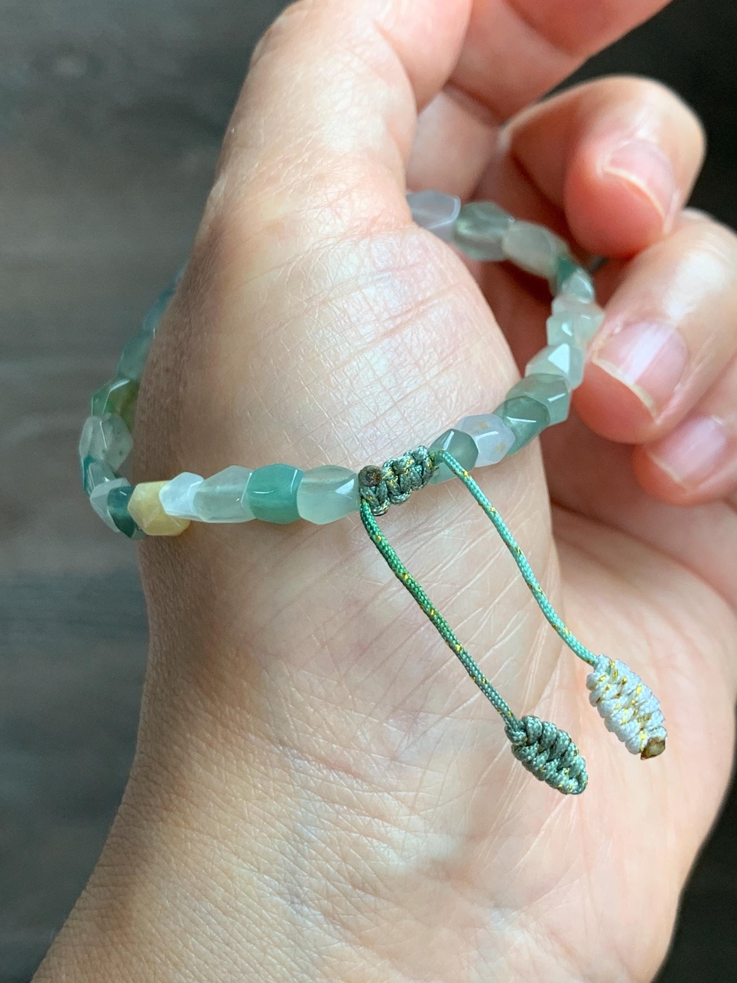 Natural Grade A Icy Highly Translucent Pastel Multicolored Jade Jadeite Faceted Beads Beaded Bracelet 7.25" 8g 天然冰透多宝翡翠切割面珠手串 MDQ132