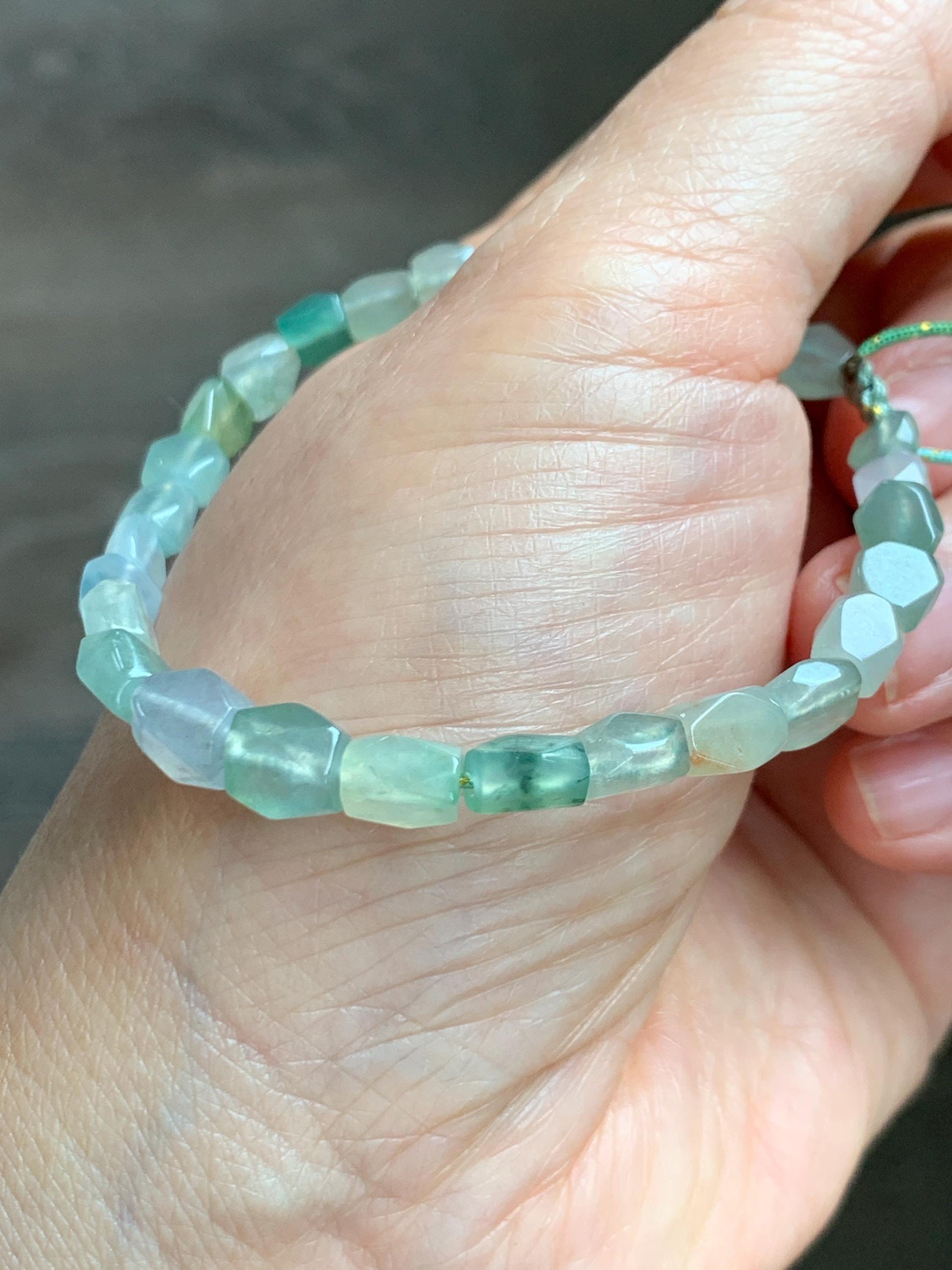 Natural Grade A Icy Highly Translucent Pastel Multicolored Jade Jadeite Faceted Beads Beaded Bracelet 7.25" 8g 天然冰透多宝翡翠切割面珠手串 MDQ132