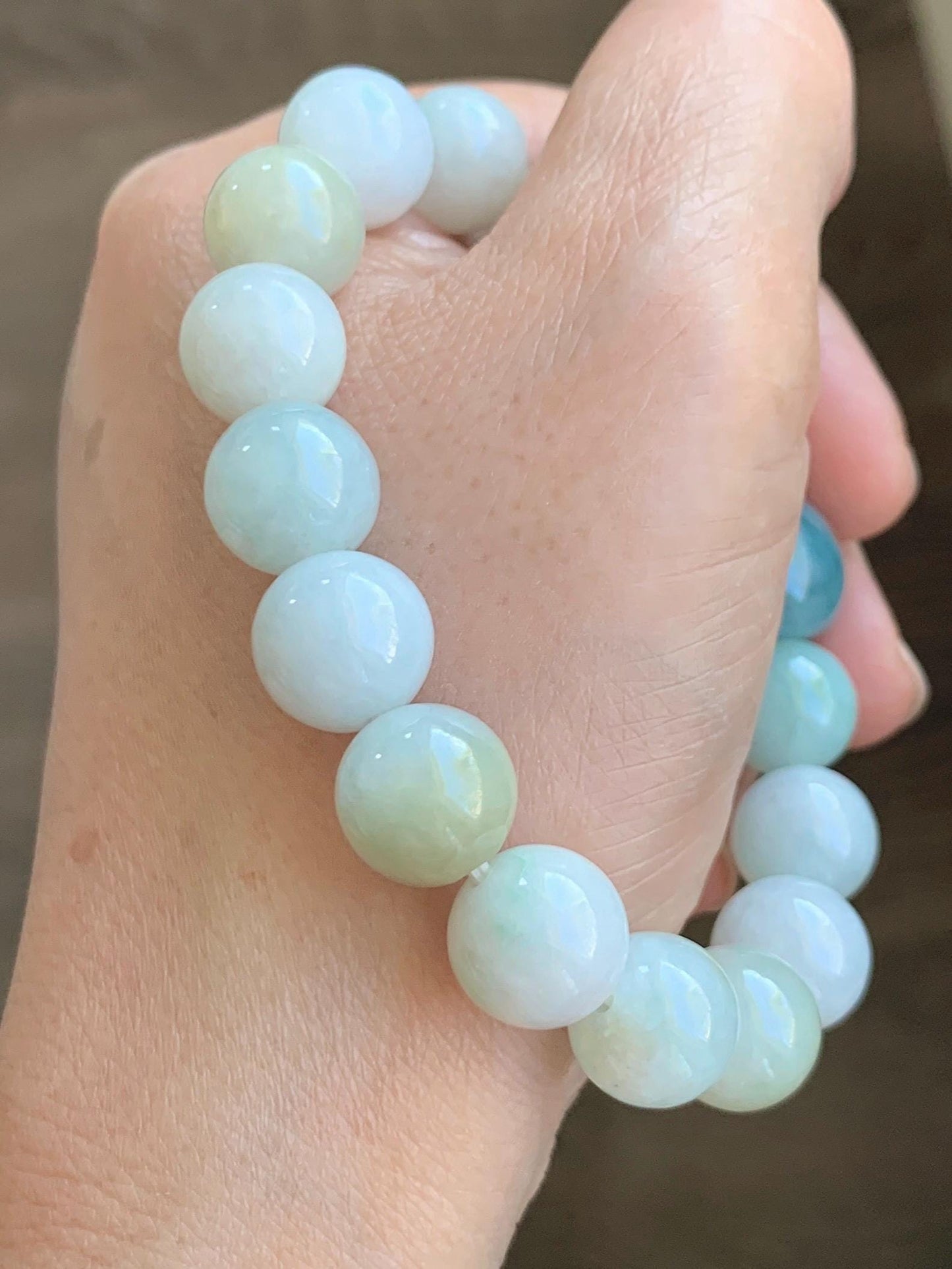 Natural Grade A Icy Translucent Multicolored Jade Jadeite Beads Dark Blue Marbled Drum Bead Beaded Bracelet 7” 49g 天然冰胶多宝翡翠缅蓝鼓珠手串 MDB148