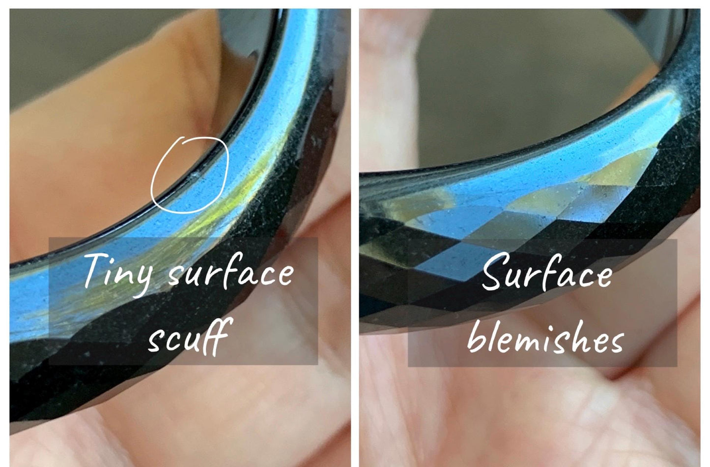 Certified Natural Grade A Opaque Black Jade Jadeite Diamond Faceted Wide Bangle 56.6mm 6.98” 51g 天然墨翠宽版切割面手镯 946