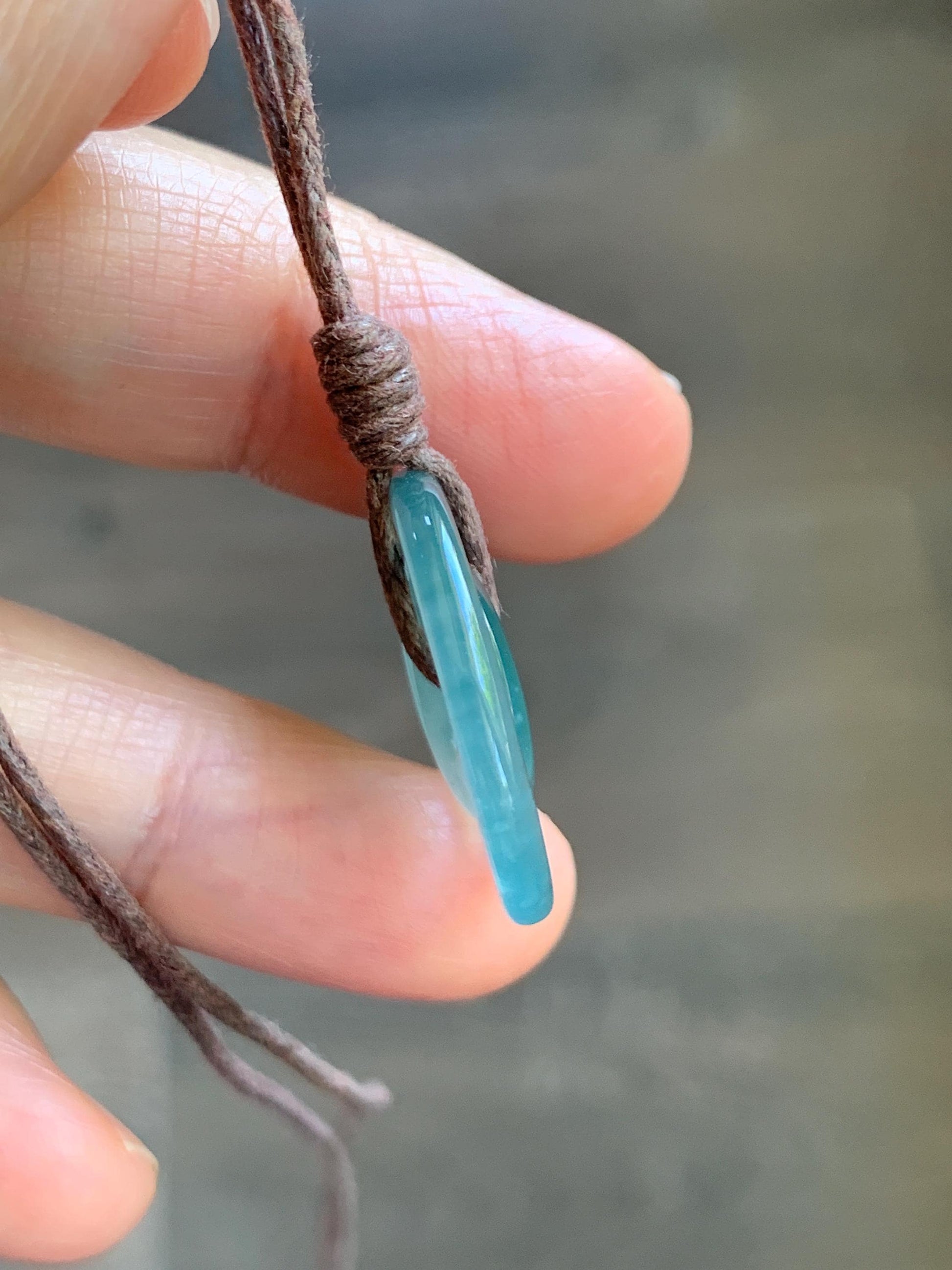 Natural Grade A Guatemalan Icy Translucent Light Teal Green Jade Jadeite Mother and Child Ping An Kou Donut Pendant 24” 天然冰危蓝绿翡翠子母扣吊坠WZM330A