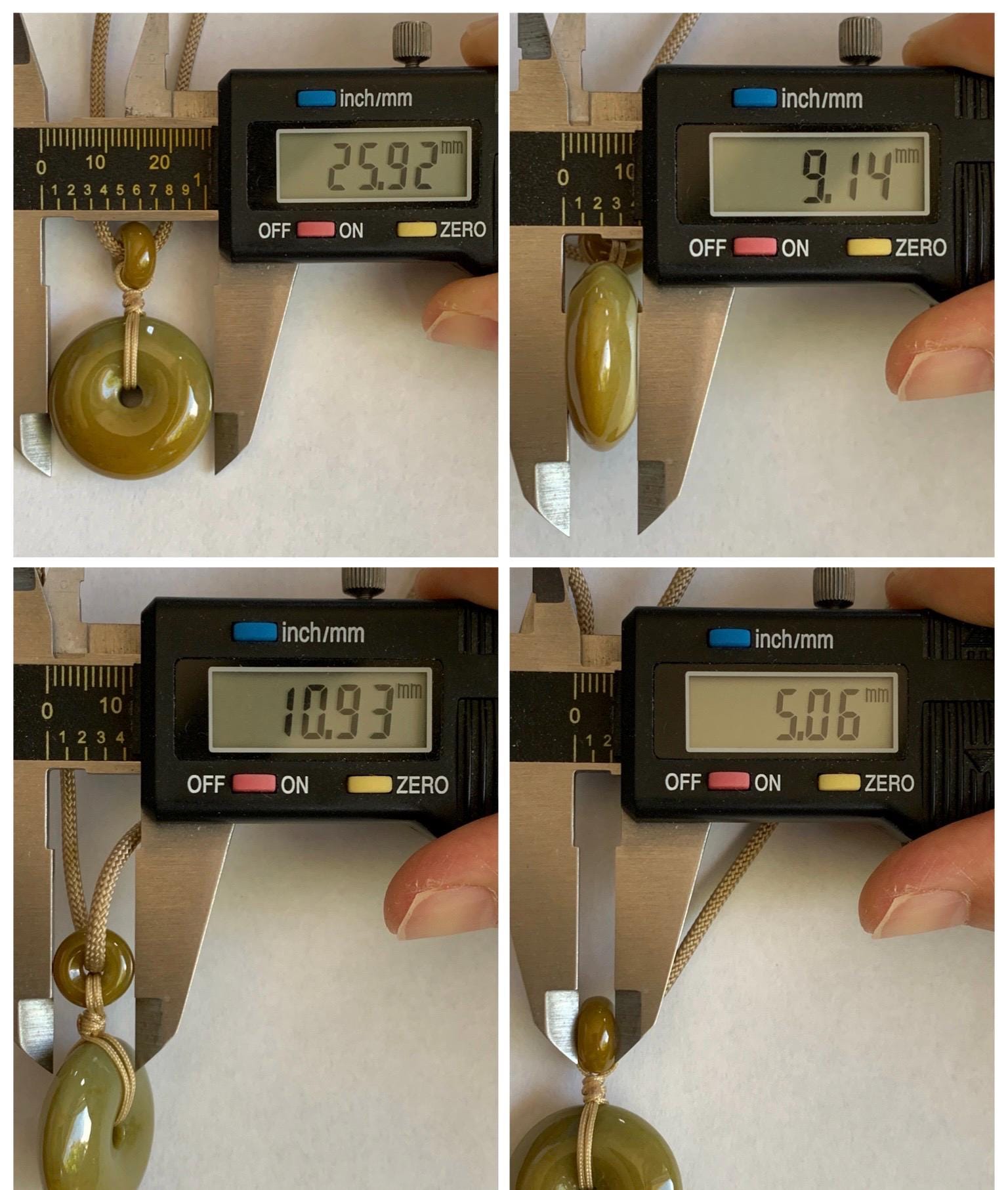 Natural Grade A Icy Dark Yellow Jade Jadeite Ping An Kou Donut Pendant Rope Necklace 24” 14g 天然冰黄翡平安扣吊坠 MHK140