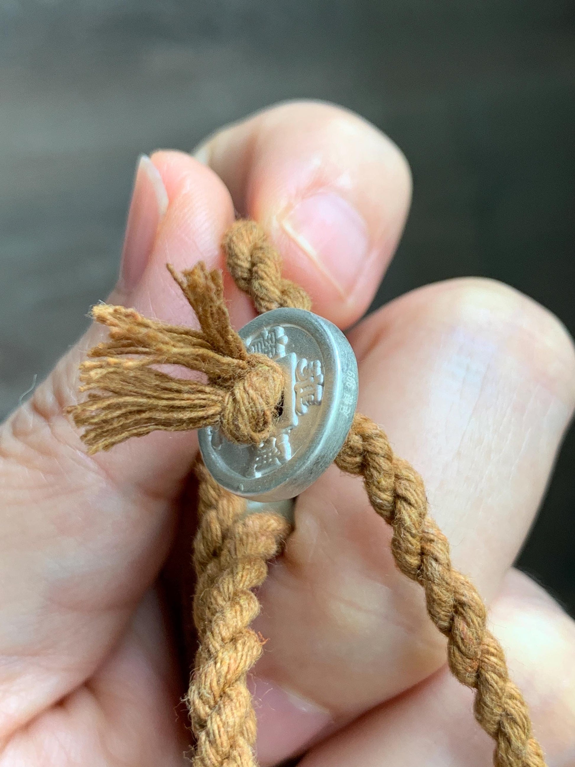 Certified Natural Grade A Icy Beige Honey Brown Marbled Jade Jadeite Engraved Shan Shui Barrel Bead Rope Necklace 18” 17g 天然冰淡黄撒金翡翠山水桶珠吊坠481