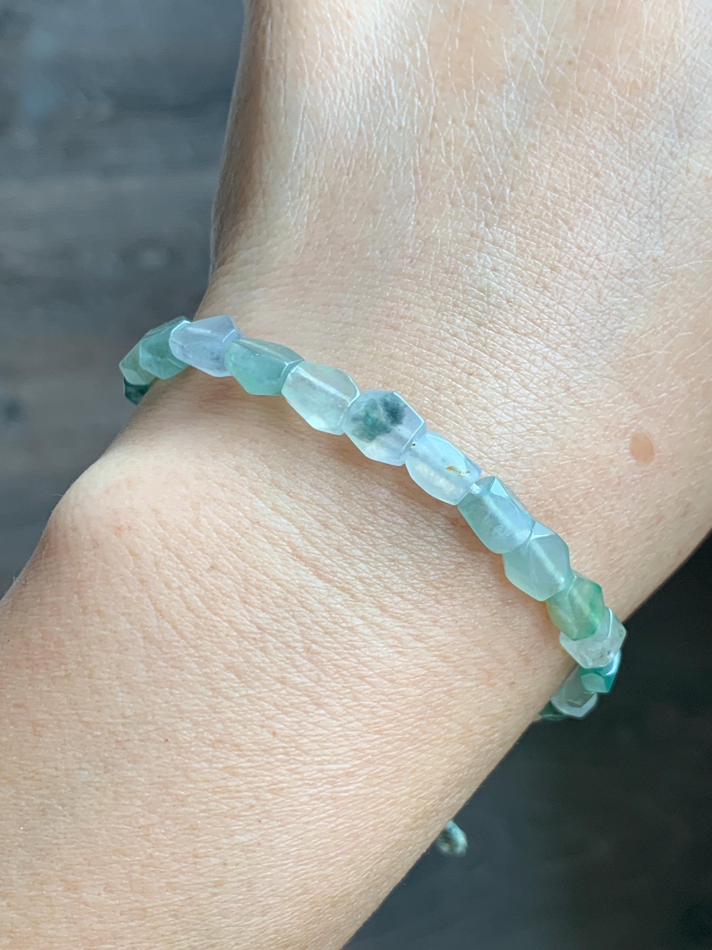 Natural Grade A Icy Highly Translucent Pastel Multicolored Jade Jadeite Faceted Beads Beaded Bracelet 7.25" 8g 天然冰透多宝翡翠切割面珠手串 MDQ132