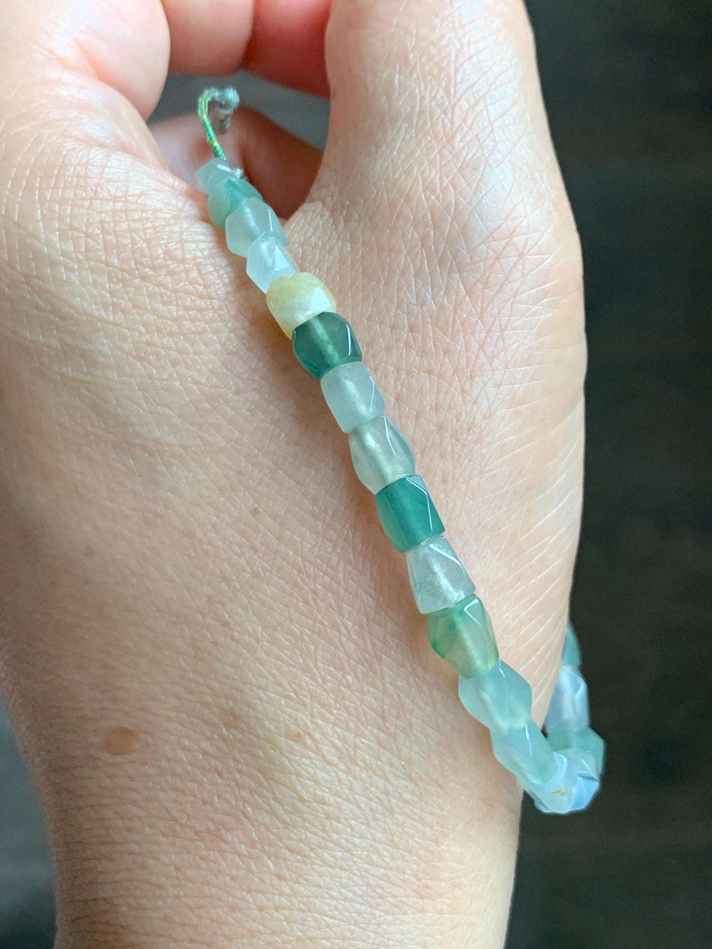 Natural Grade A Icy Highly Translucent Pastel Multicolored Jade Jadeite Faceted Beads Beaded Bracelet 7.25" 8g 天然冰透多宝翡翠切割面珠手串 MDQ132