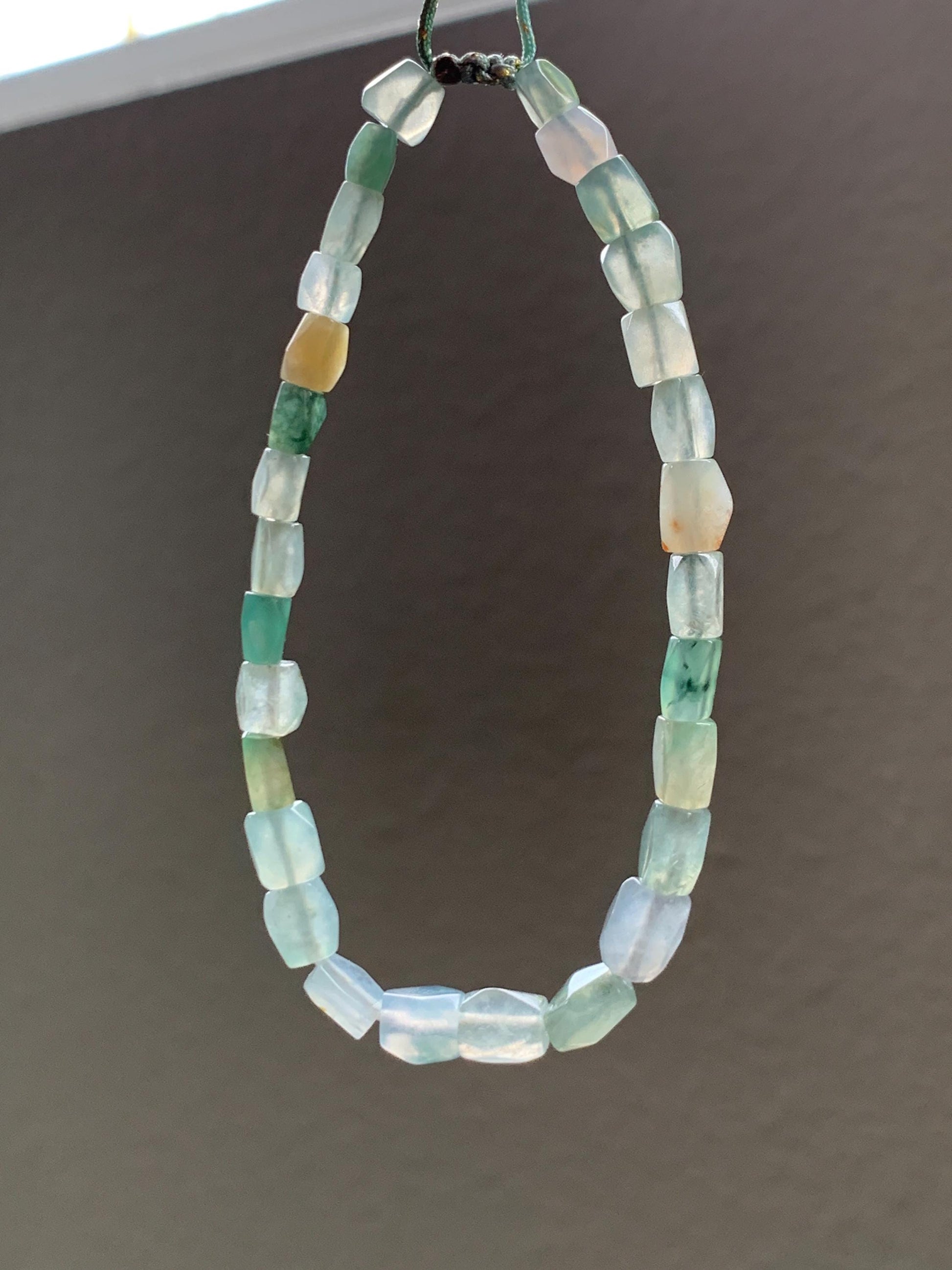 Natural Grade A Icy Highly Translucent Pastel Multicolored Jade Jadeite Faceted Beads Beaded Bracelet 7.25" 8g 天然冰透多宝翡翠切割面珠手串 MDQ132