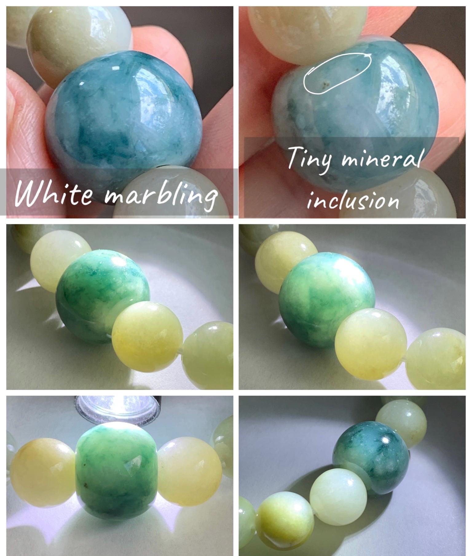 Natural Grade A Icy Translucent Multicolored Jade Jadeite Beads Dark Blue Marbled Drum Bead Beaded Bracelet 7” 49g 天然冰胶多宝翡翠缅蓝鼓珠手串 MDB168