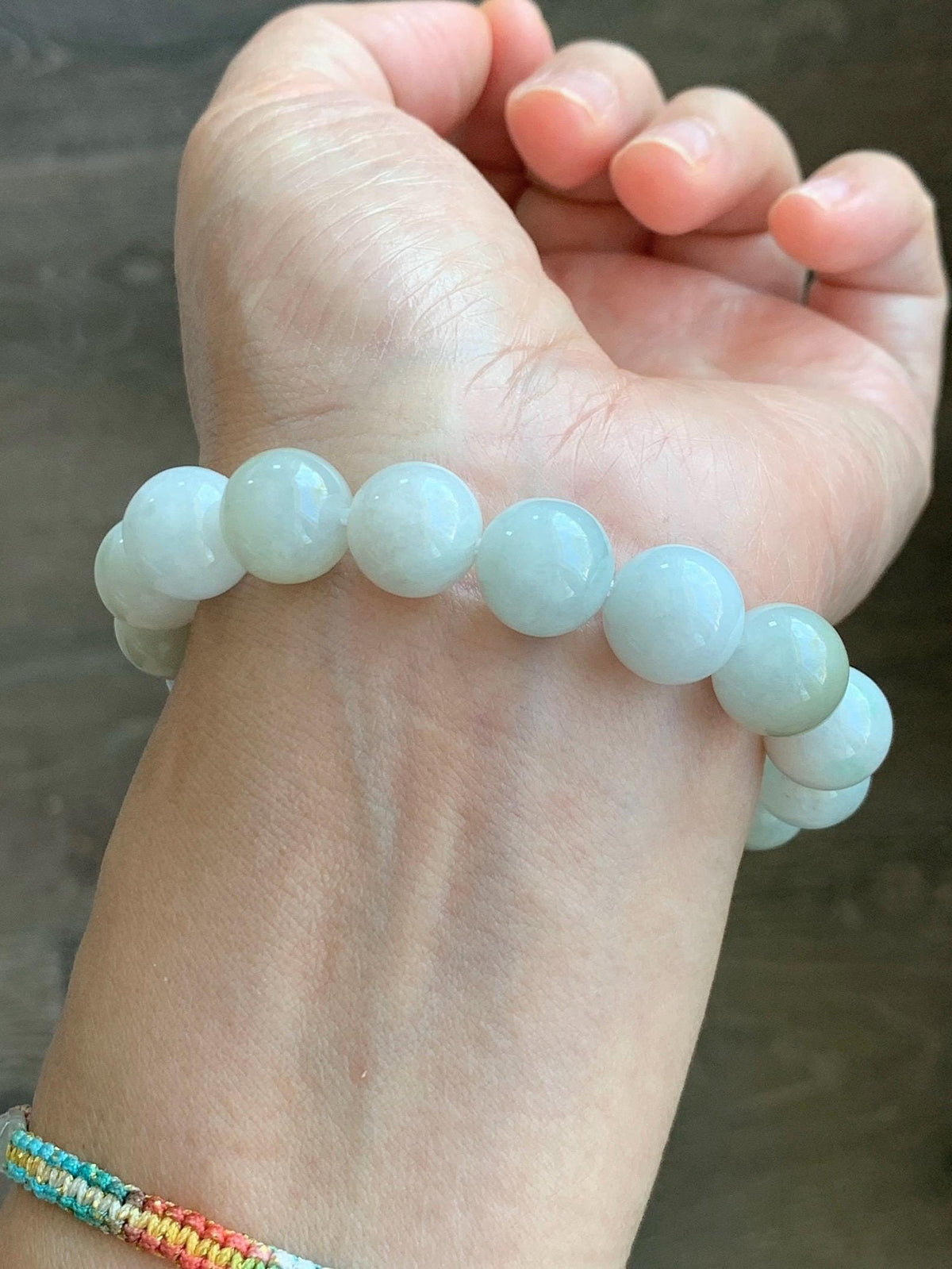 Natural Grade A Icy Translucent Multicolored Jade Jadeite Beads Dark Blue Marbled Drum Bead Beaded Bracelet 7” 49g 天然冰胶多宝翡翠缅蓝鼓珠手串 MDB148