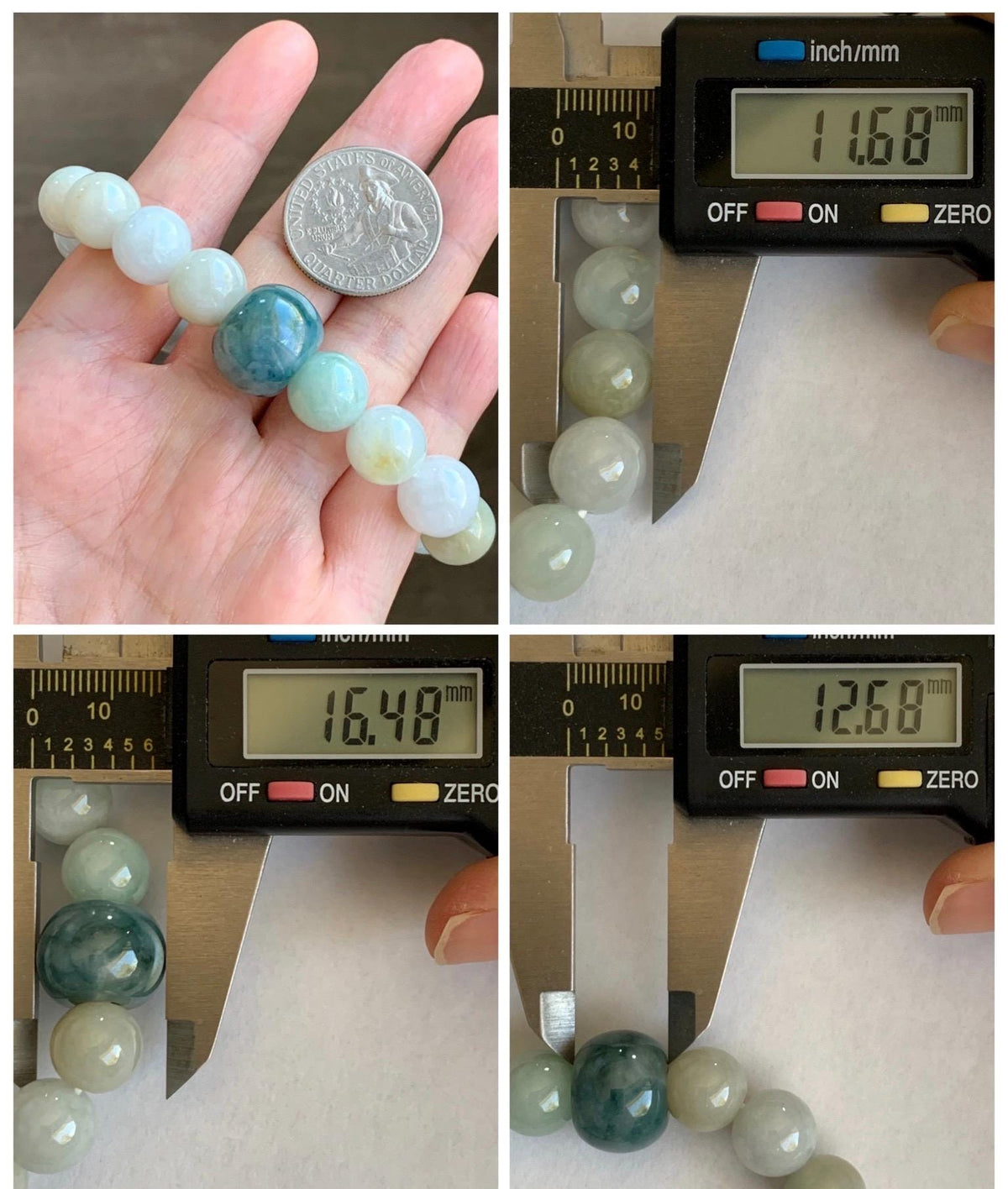 Natural Grade A Icy Translucent Multicolored Jade Jadeite Beads Dark Blue Marbled Drum Bead Beaded Bracelet 7” 49g 天然冰胶多宝翡翠缅蓝鼓珠手串 MDB148