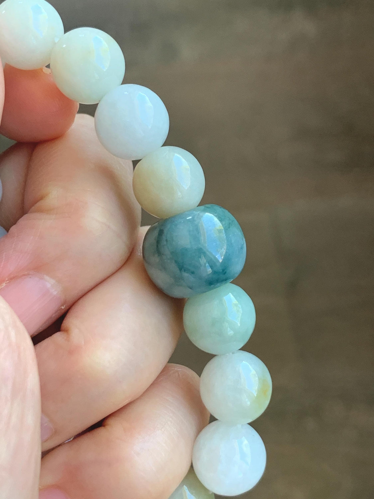Natural Grade A Icy Translucent Multicolored Jade Jadeite Beads Dark Blue Marbled Drum Bead Beaded Bracelet 7” 49g 天然冰胶多宝翡翠缅蓝鼓珠手串 MDB148