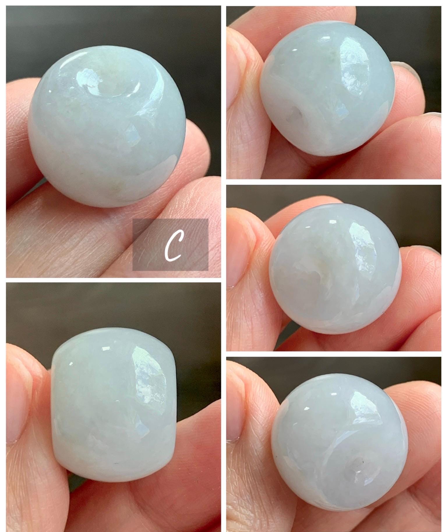 Natural Grade A Icy Translucent Pastel Colored Jade Jadeite Large Drum Beads Loose Jade Beads 天然冰胶淡色翡翠鼓珠 MGZ150