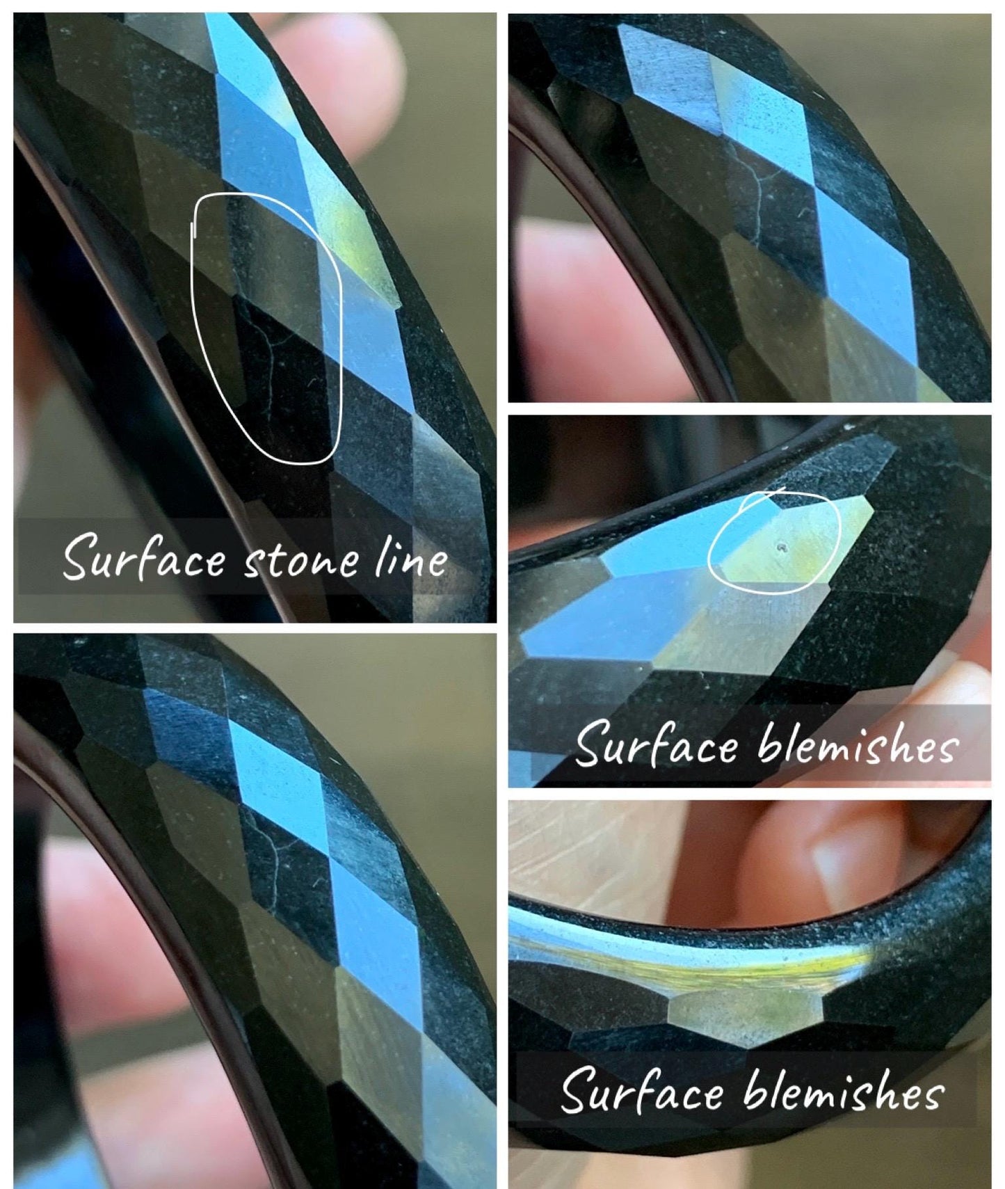 Certified Natural Grade A Opaque Black Jade Jadeite Diamond Faceted Wide Bangle 59.26mm 7.33” 61g 天然墨翠宽版切割面手镯 943