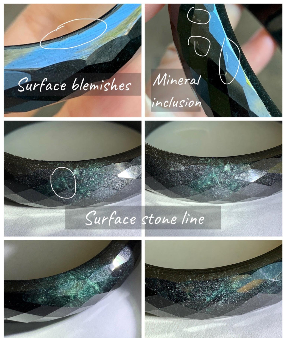 Certified Natural Grade A Opaque Black Jade Jadeite Diamond Faceted Wide Bangle 60.45mm 7.47” 67g 天然墨翠宽版切割面手镯 944