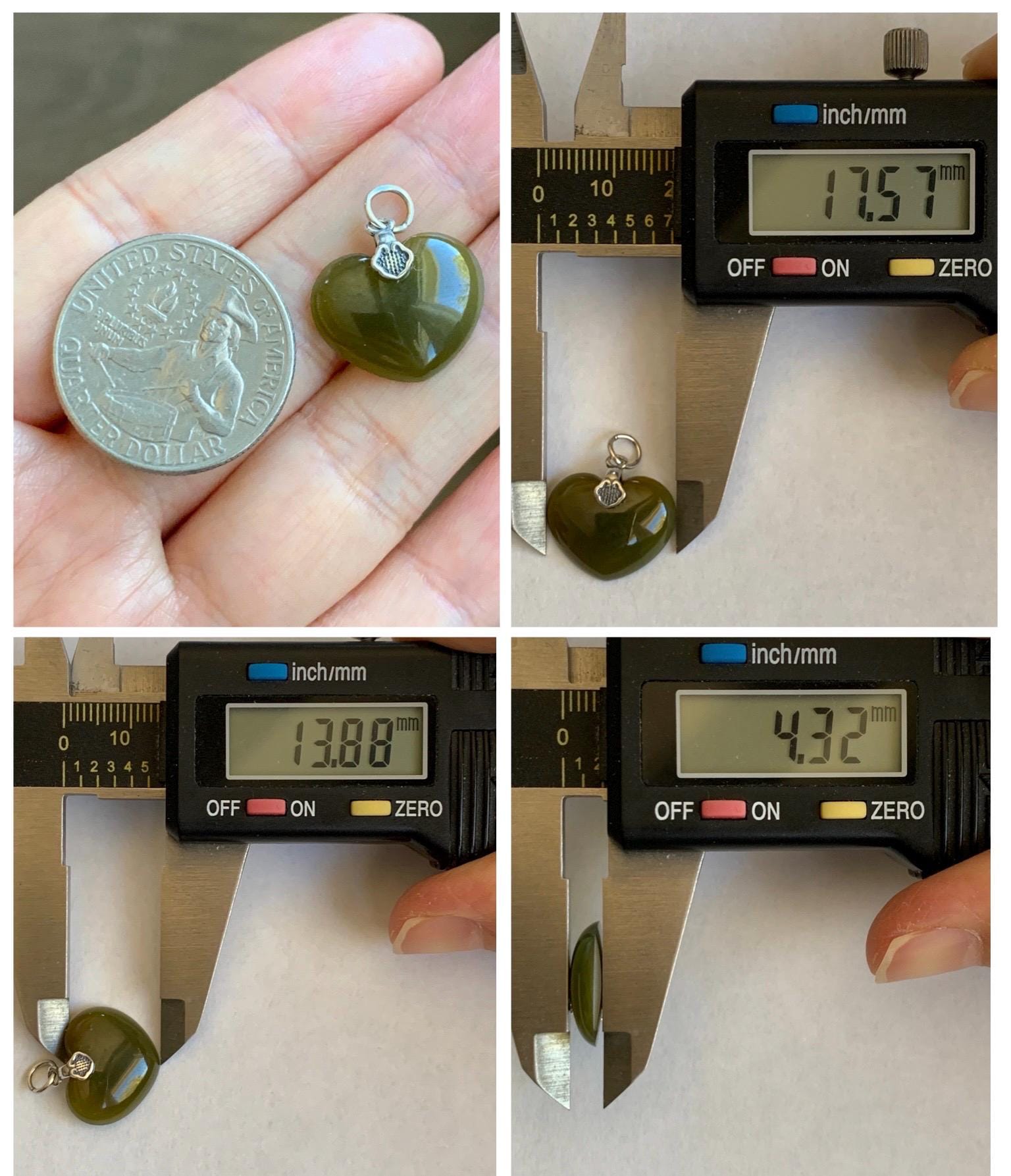 Natural Grade A Guatemalan Icy Translucent Deep Greenish Brown Jade Jadeite Heart Pendant Sterling Silver 2g 天然冰危深茶黄翡翠爱心吊坠 WCH70