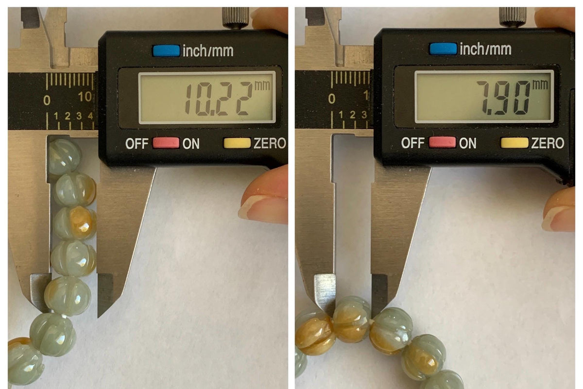 Certified Natural Grade A Icy Translucent Pale Green Yellow Marbled Jade Jadeite Lotus Flower Beads Beaded Bracelet 6.75” 天然冰胶绿加黄翡翠莲花珠手串 957