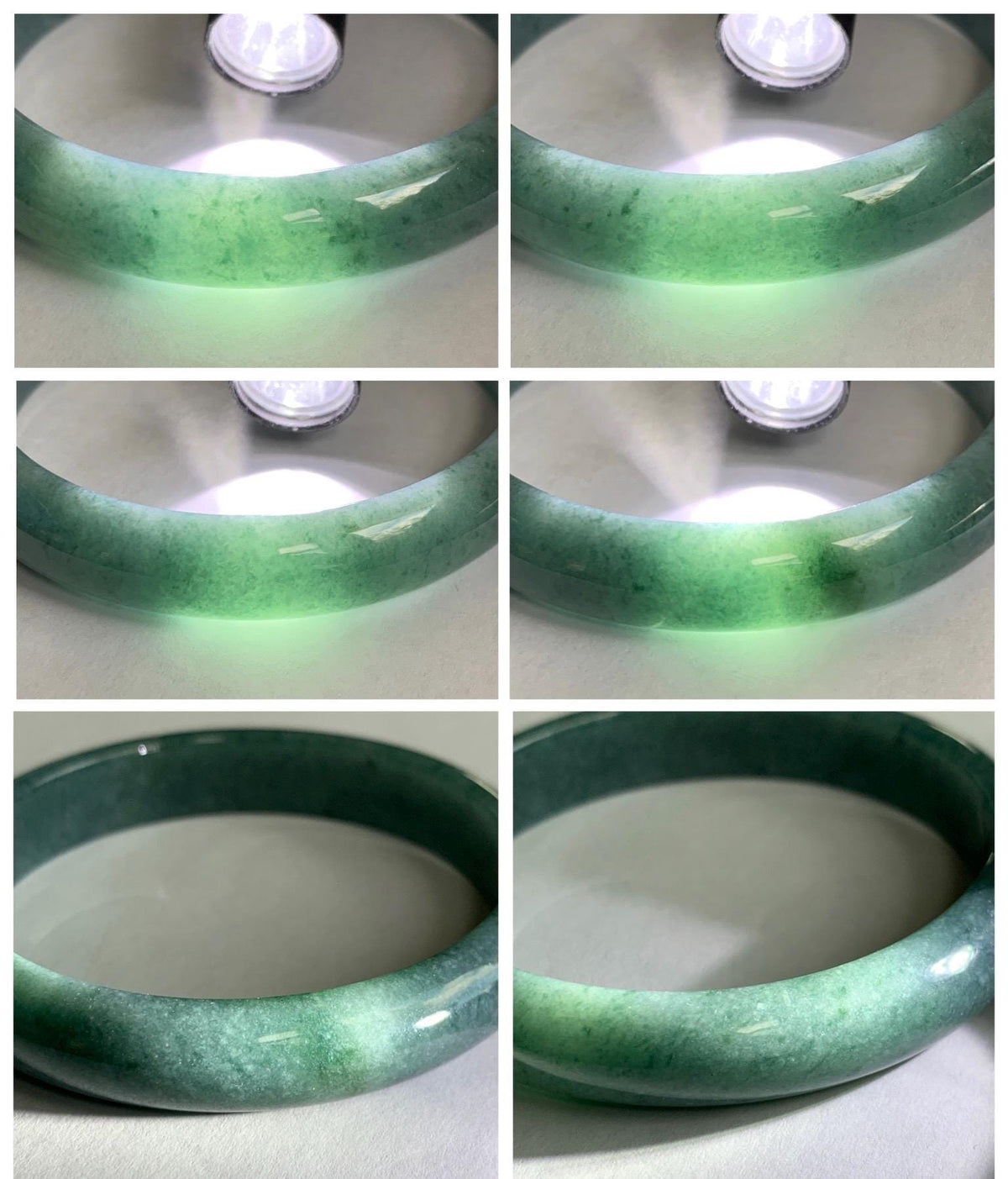 Certified Natural Grade A Guatemalan Icy Translucent Dusty Teal Blue Jade Jadeite Wide Bangle Bracelet 60.7mm 7.5" 46g 天然危蓝糯种翡翠正圈手镯 940