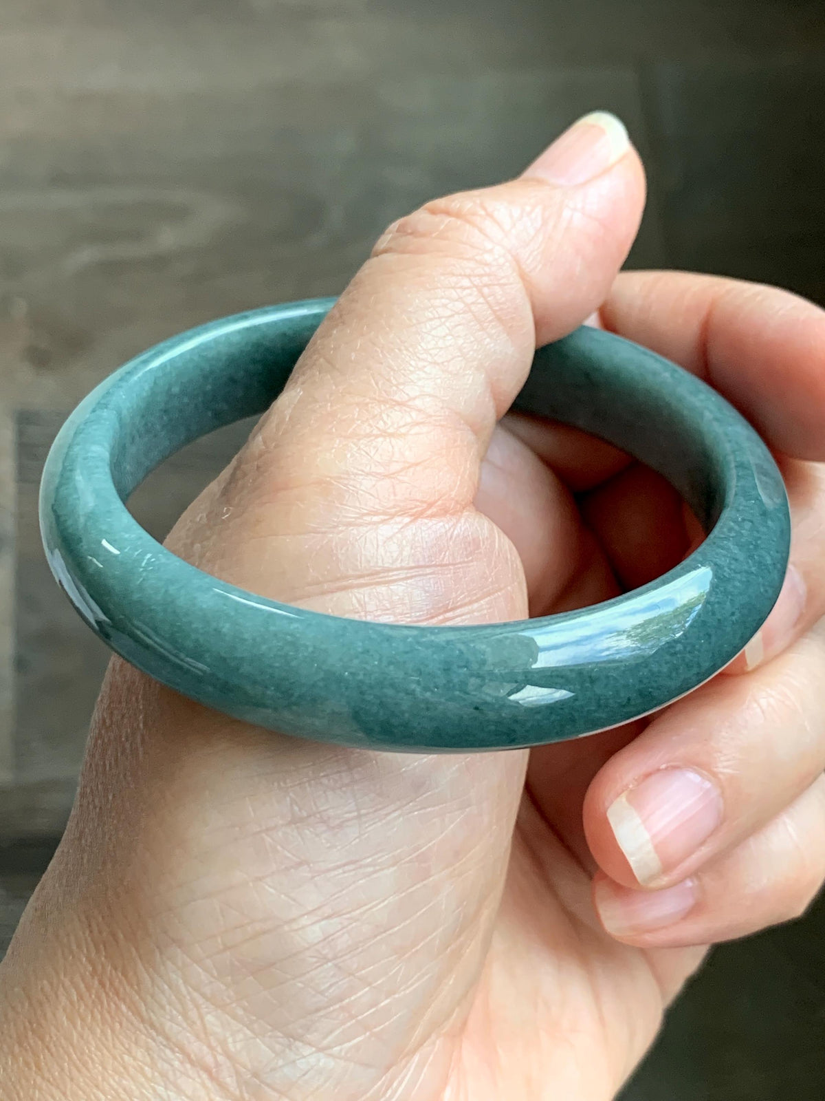 Certified Natural Grade A Guatemalan Icy Translucent Dusty Teal Blue Jade Jadeite Wide Bangle Bracelet 58.33mm 7.2” 45g 天然危蓝糯种翡翠正圈手镯 941