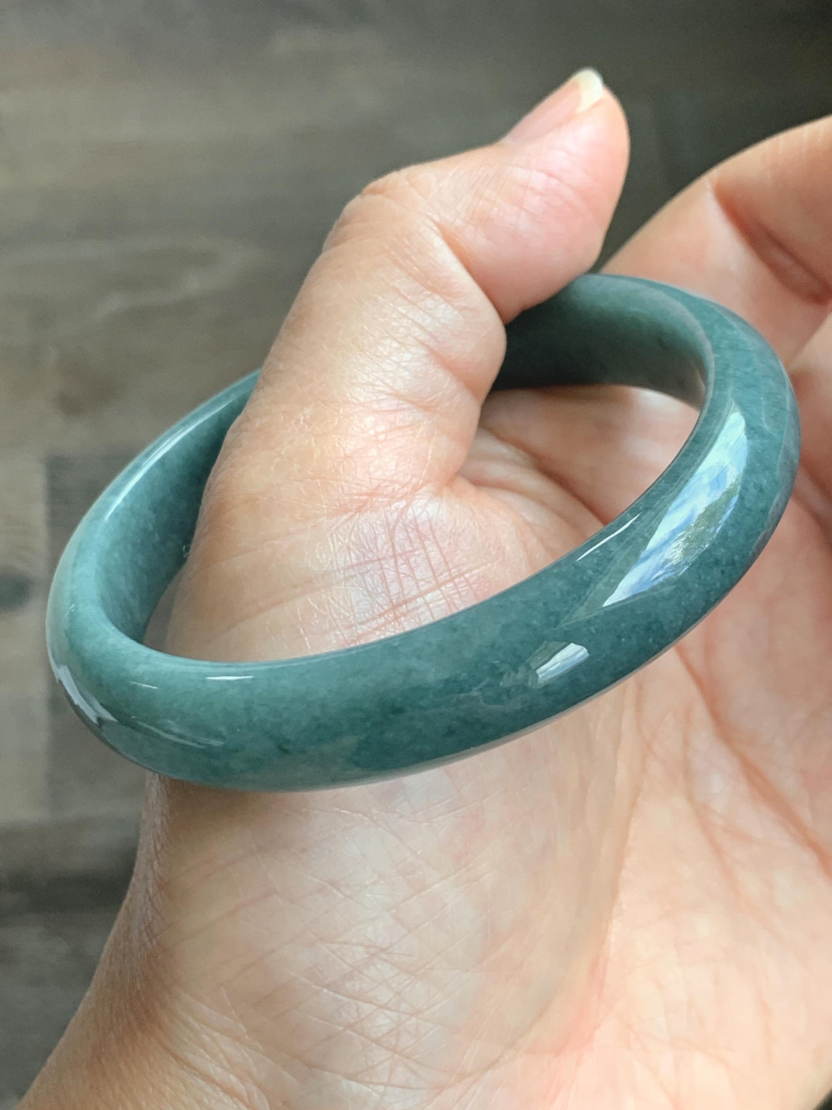 Certified Natural Grade A Guatemalan Icy Translucent Dusty Teal Blue Jade Jadeite Wide Bangle Bracelet 58.33mm 7.2” 45g 天然危蓝糯种翡翠正圈手镯 941
