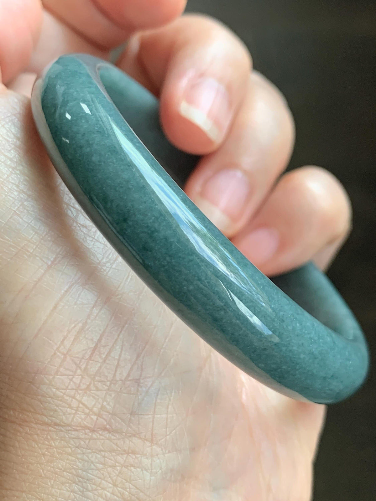 Certified Natural Grade A Guatemalan Icy Translucent Dusty Teal Blue Jade Jadeite Wide Bangle Bracelet 58.33mm 7.2” 45g 天然危蓝糯种翡翠正圈手镯 941