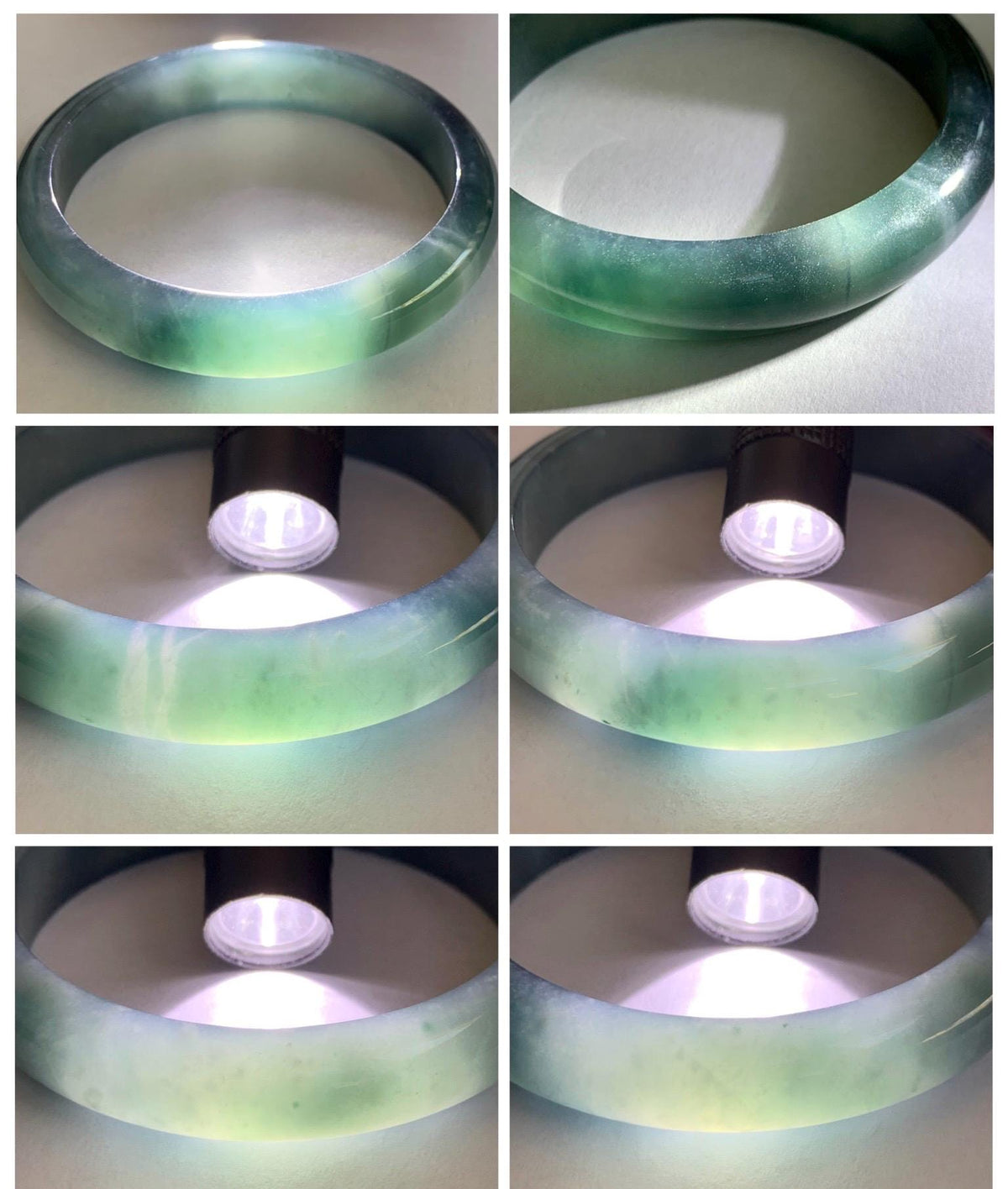 Certified Natural Grade A Guatemalan Icy Translucent Dark Dusty Aegean Blue Jade Jadeite Wide Bangle 58.58mm 7.24” 47g 天然冰危深蓝翡翠正圈宽版手镯 984