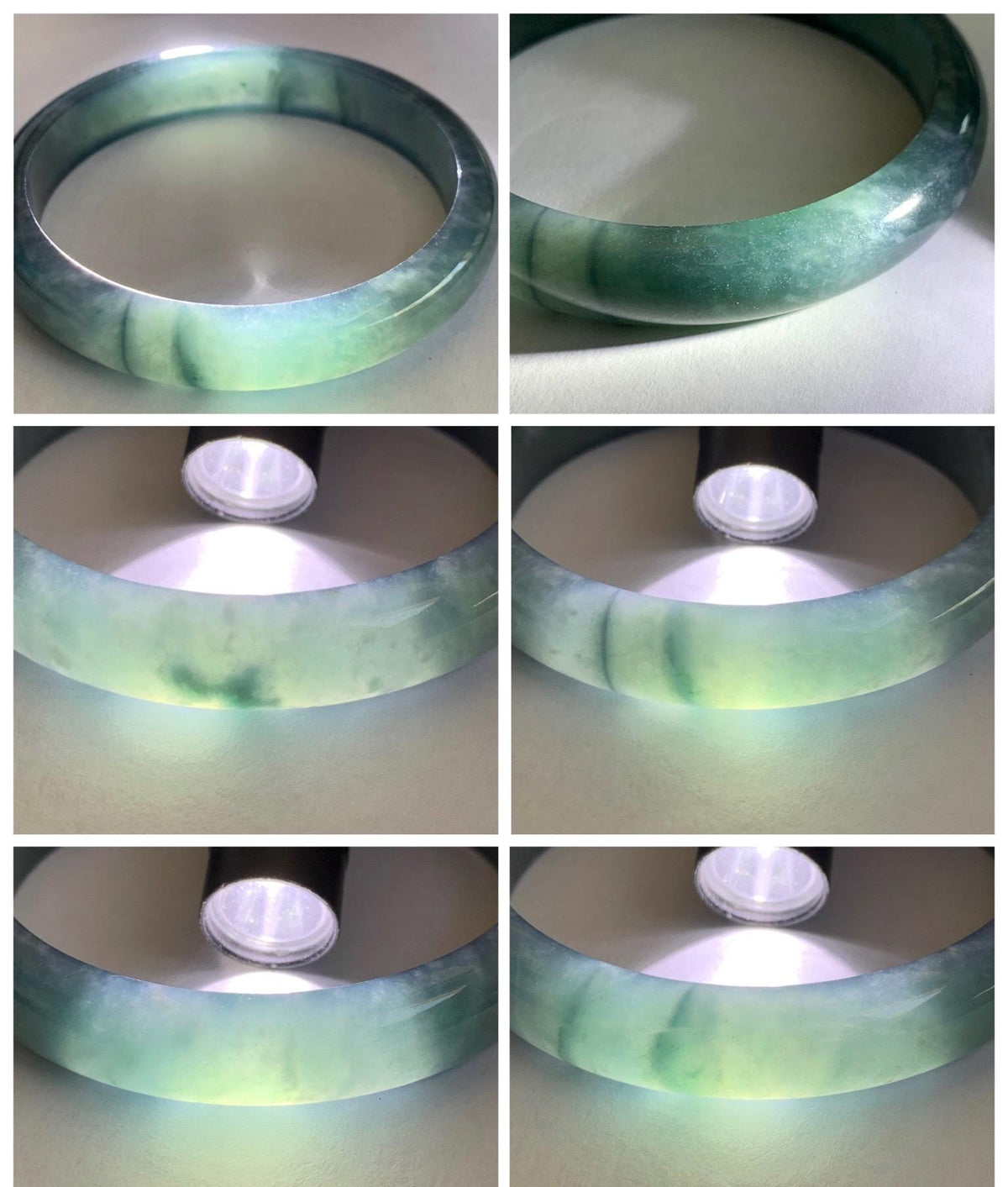 Certified Natural Grade A Guatemalan Icy Translucent Dark Dusty Aegean Blue Jade Jadeite Wide Bangle 59.3mm 7.33” 43g 天然冰危深蓝翡翠正圈宽版手镯 985