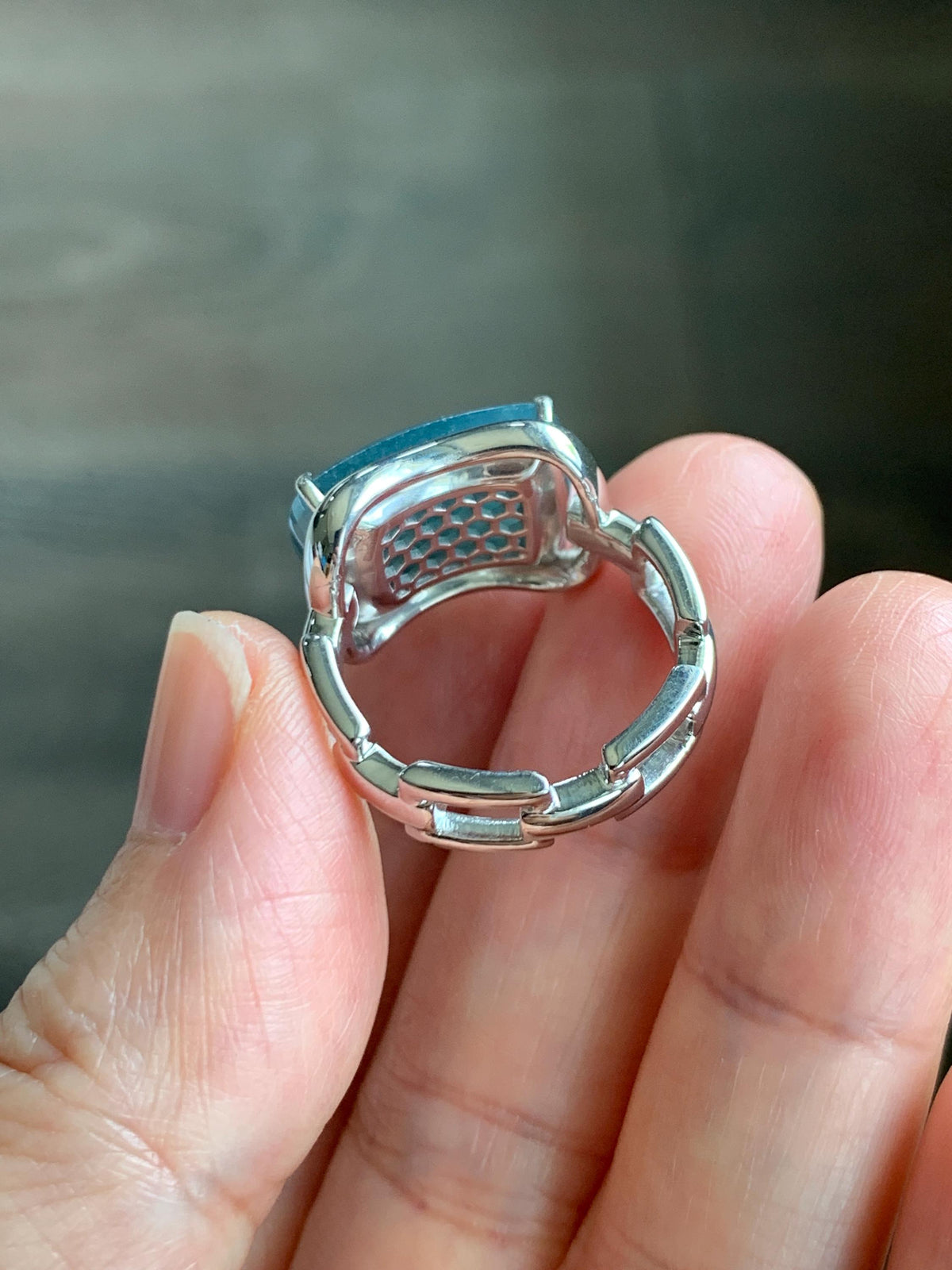 Certified Natural Grade A Guatemalan Icy Dusty Blueberry Blue Jade Jadeite Saddle Ring Sterling Silver Size 7.5 US 7.9g 天然冰危蓝莓翡翠马鞍戒指 1040