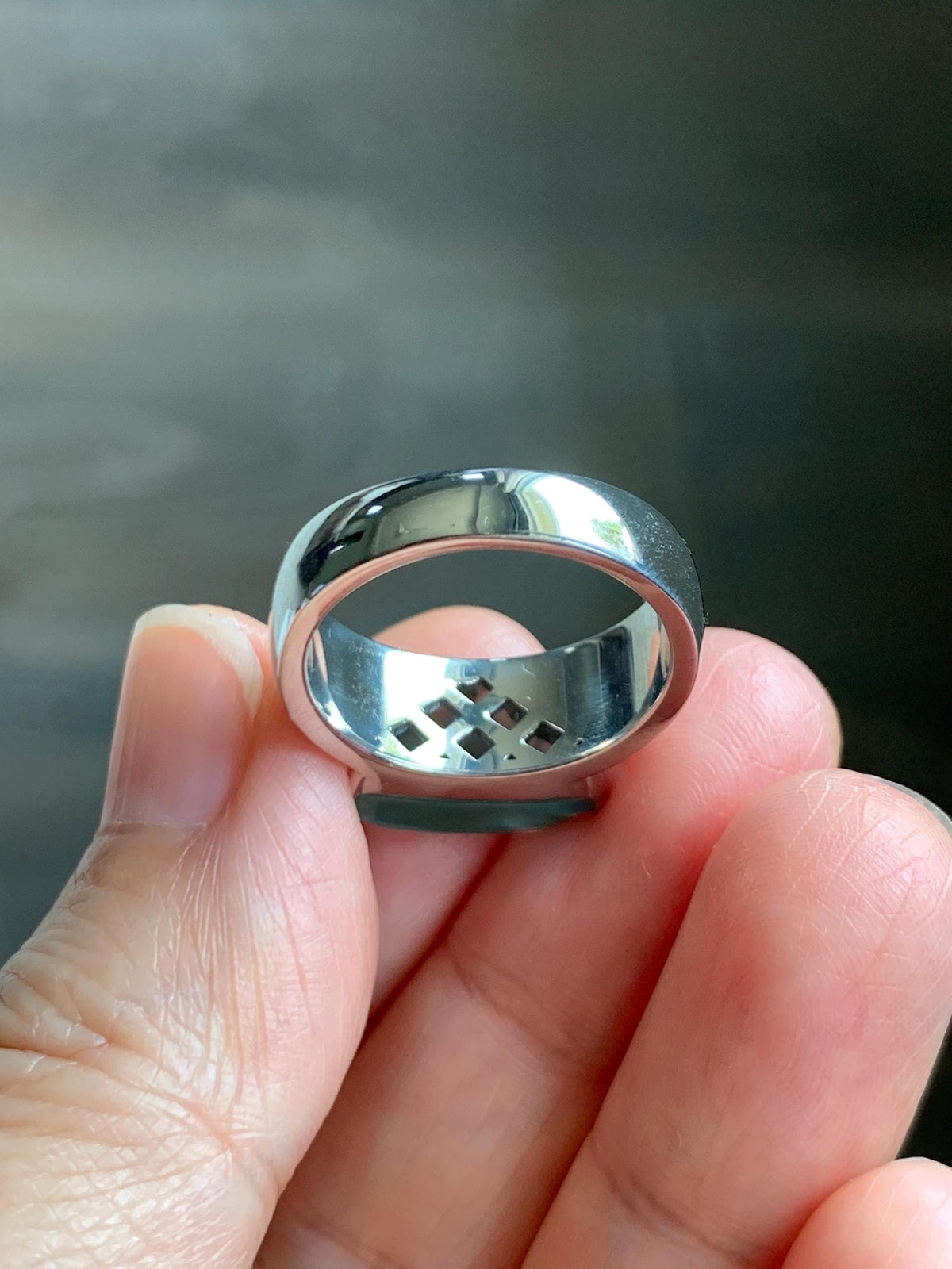Certified Natural Grade A Guatemalan Icy Teal Green Jade Jadeite Shan Shui Band Ring Sterling Silver Size 7.25 US 7.4g 天然冰危晴绿翡翠山水戒指 1034