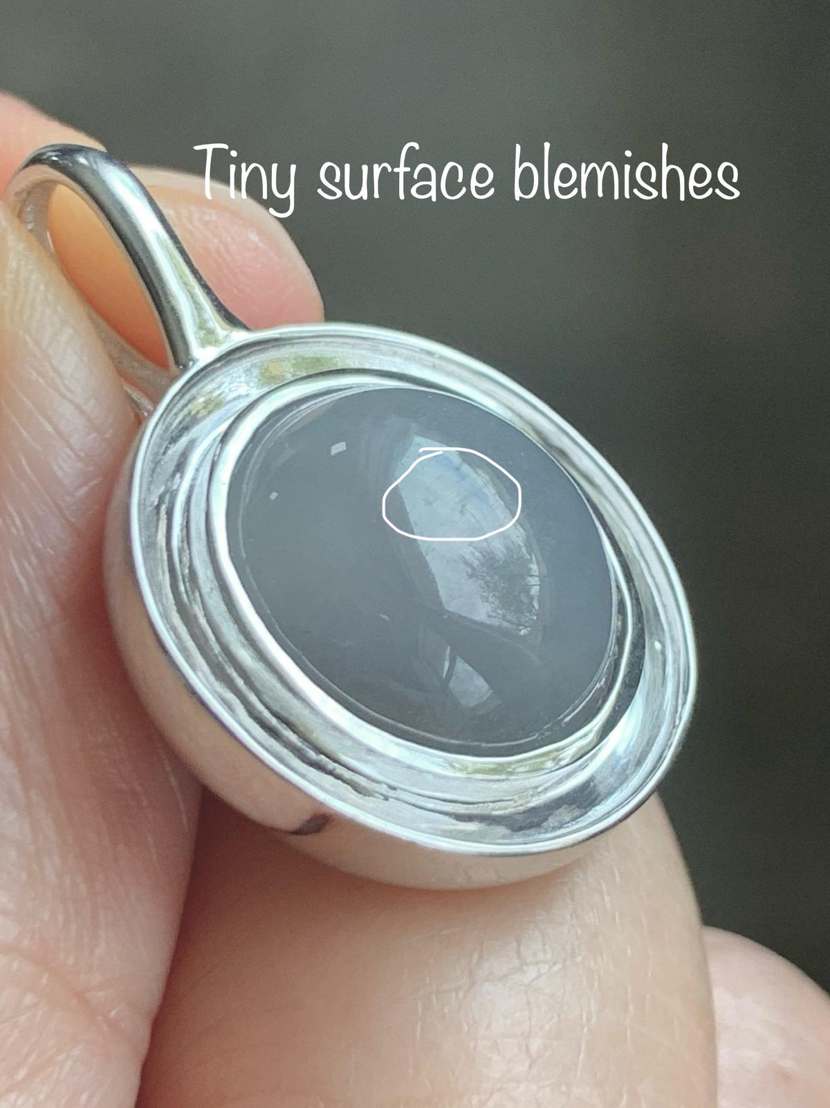 Certified Natural Grade A Icy Translucent Light Gray Wuji Jade Jadeite Round Pendant Sterling Silver 6.85g 天然冰胶紫底乌鸡翡翠镶嵌吊坠 1003