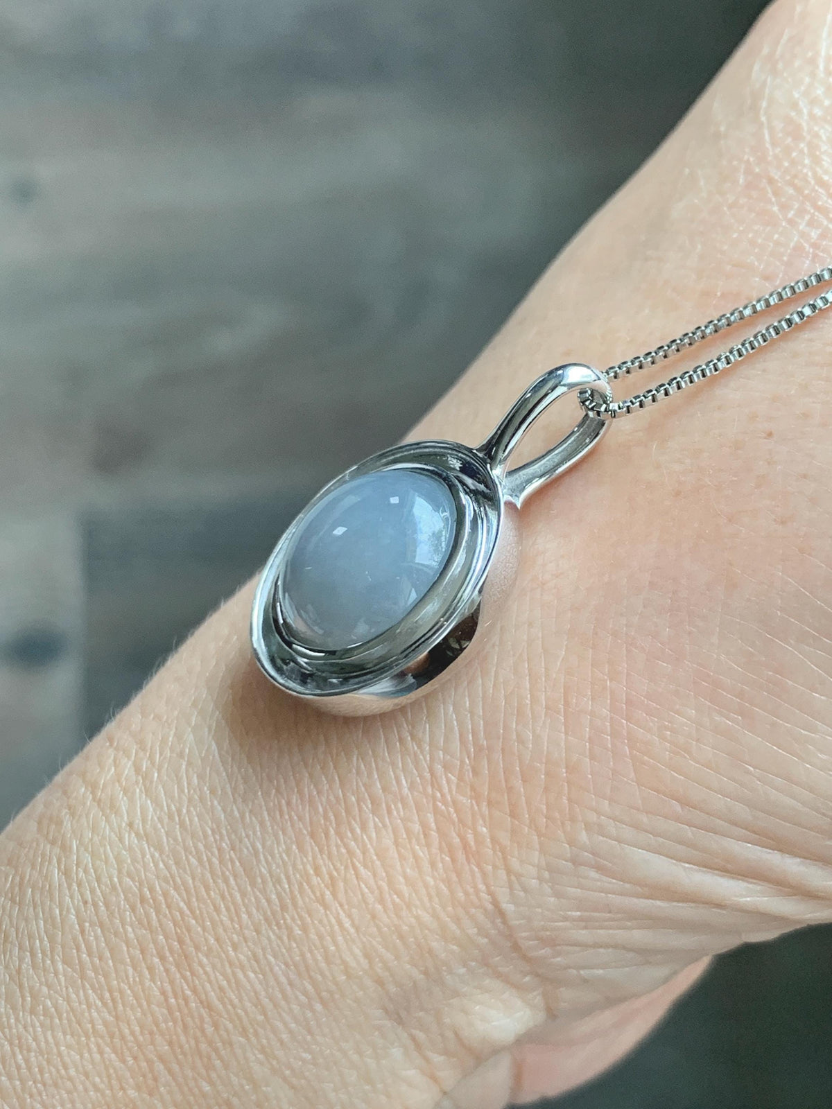 Certified Natural Grade A Icy Translucent Light Gray Wuji Jade Jadeite Round Pendant Sterling Silver 6.85g 天然冰胶紫底乌鸡翡翠镶嵌吊坠 1003