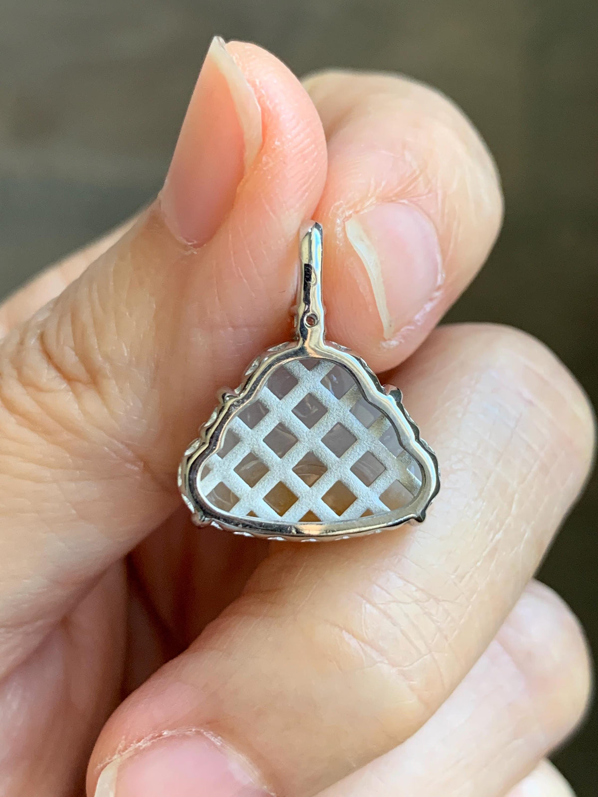 Certified Natural Grade A Icy Translucent White Yellow Marbled Bicolored Jade Jadeite Buddha Petite Pendant Sterling Silver 天然白冰撒金翡翠佛公吊坠1014