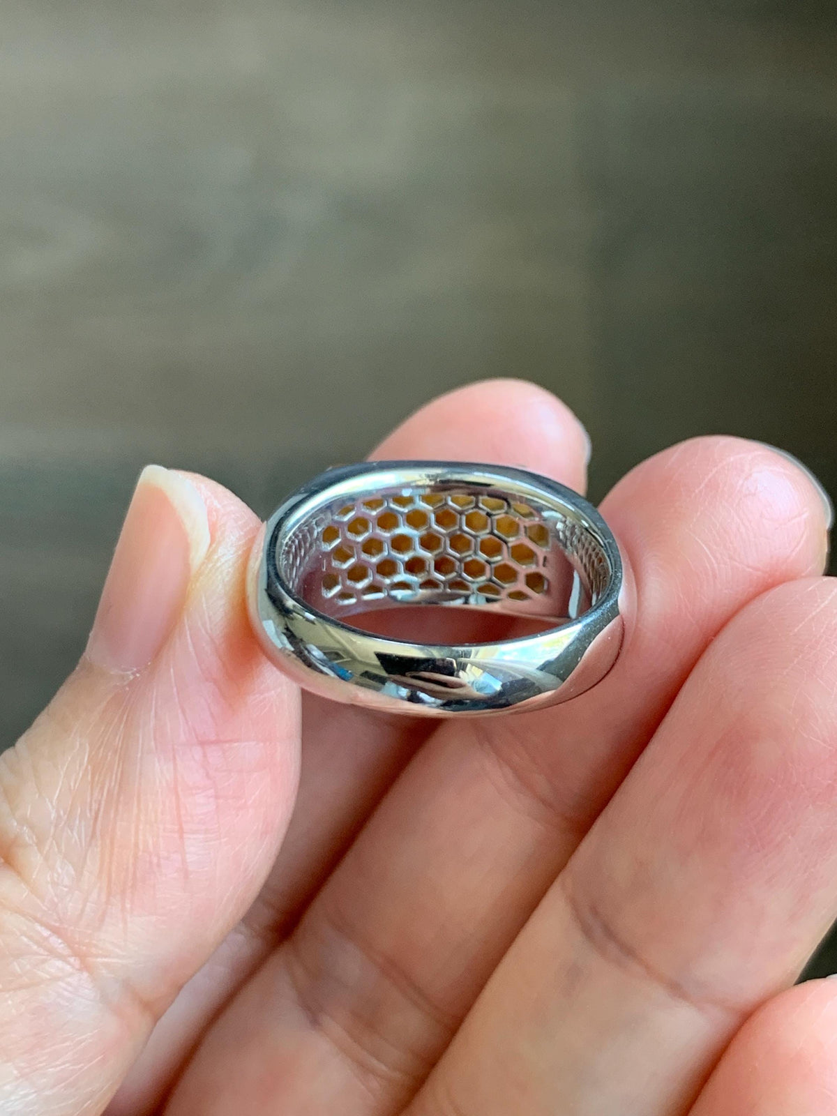 Certified Natural Garde A Icy Translucent Intense Golden Yellow Jade Jadeite Saddle Ring Sterling Silver Size 7.25 US 天然冰红黄翡翠切割面马鞍戒指 1027