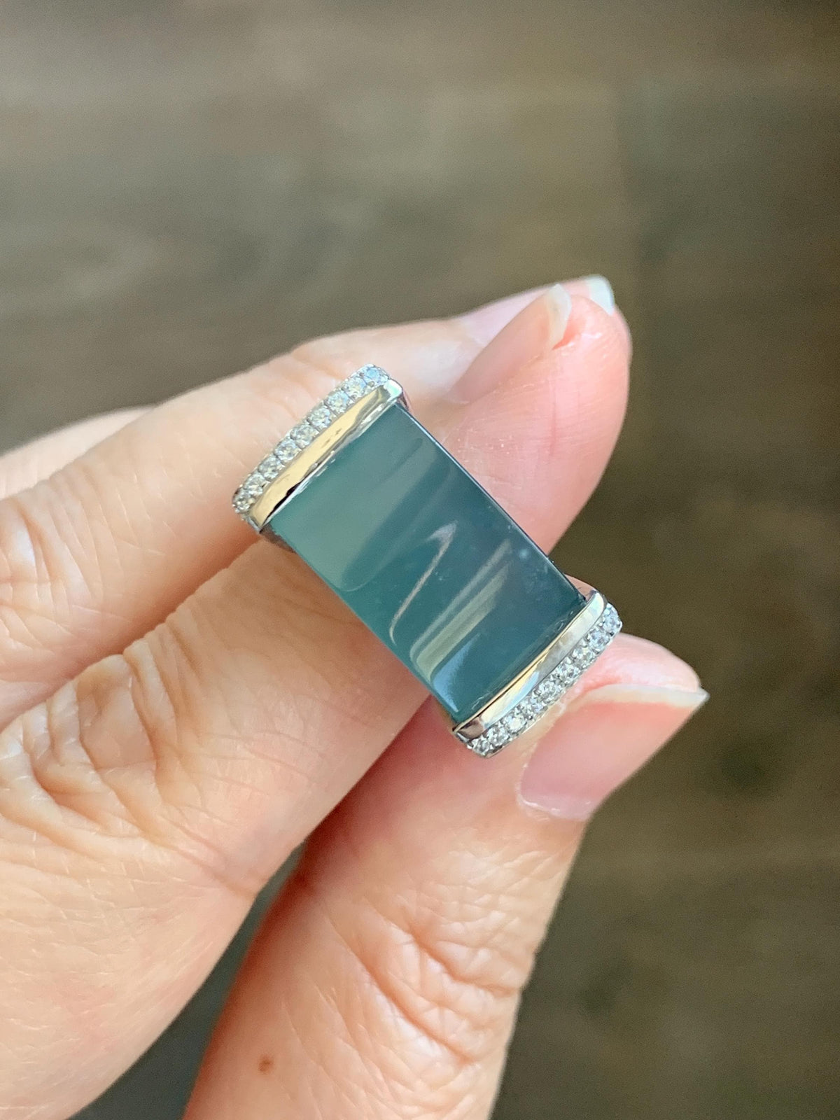 Certified Natural Grade A Guatemalan Icy Translucent Teal Blue Jade Jadeite Saddle Ring Sterling Silver Size 7.25 US 13.66g 天然冰危蓝翡翠马鞍戒指 1023