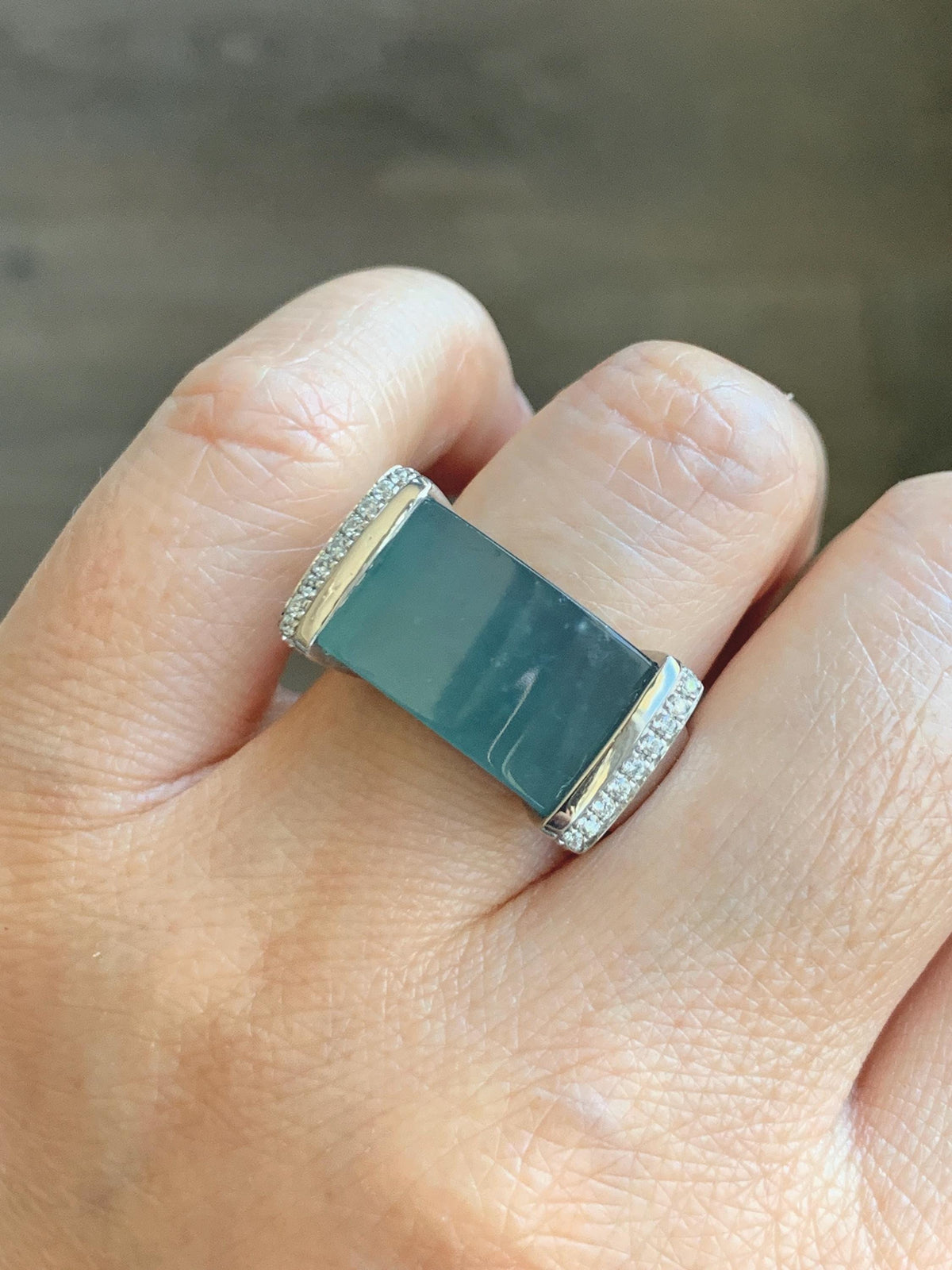 Certified Natural Grade A Guatemalan Icy Translucent Teal Blue Jade Jadeite Saddle Ring Sterling Silver Size 7.25 US 13.66g 天然冰危蓝翡翠马鞍戒指 1023