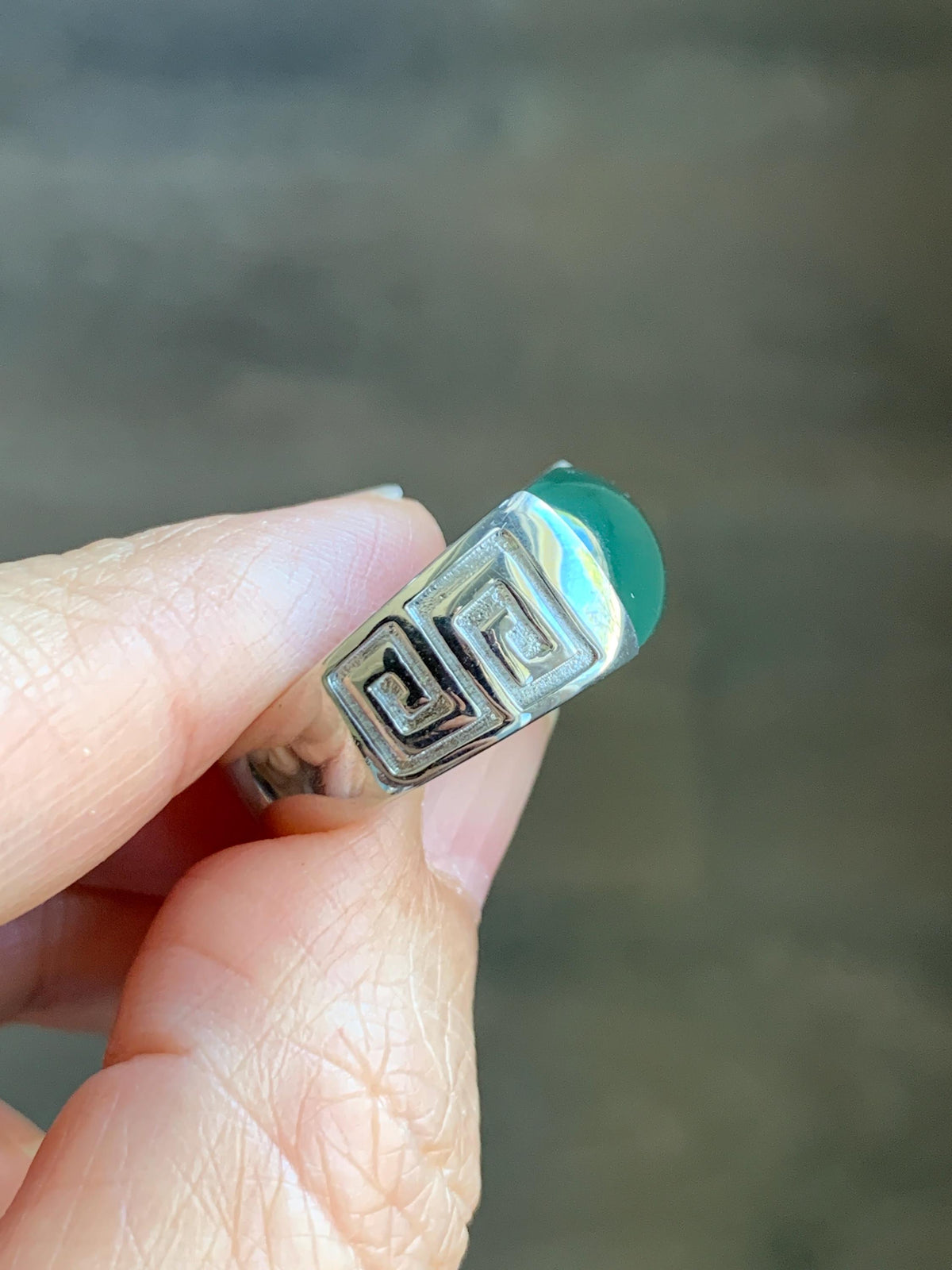 Certified Natural Grade A Guatemalan Icy Teal Green Marbled Jade Jadeite Saddle Ring Sterling Silver Size 7.75 US 9.99g天然冰危蓝绿飘花翡翠马鞍戒指 1025