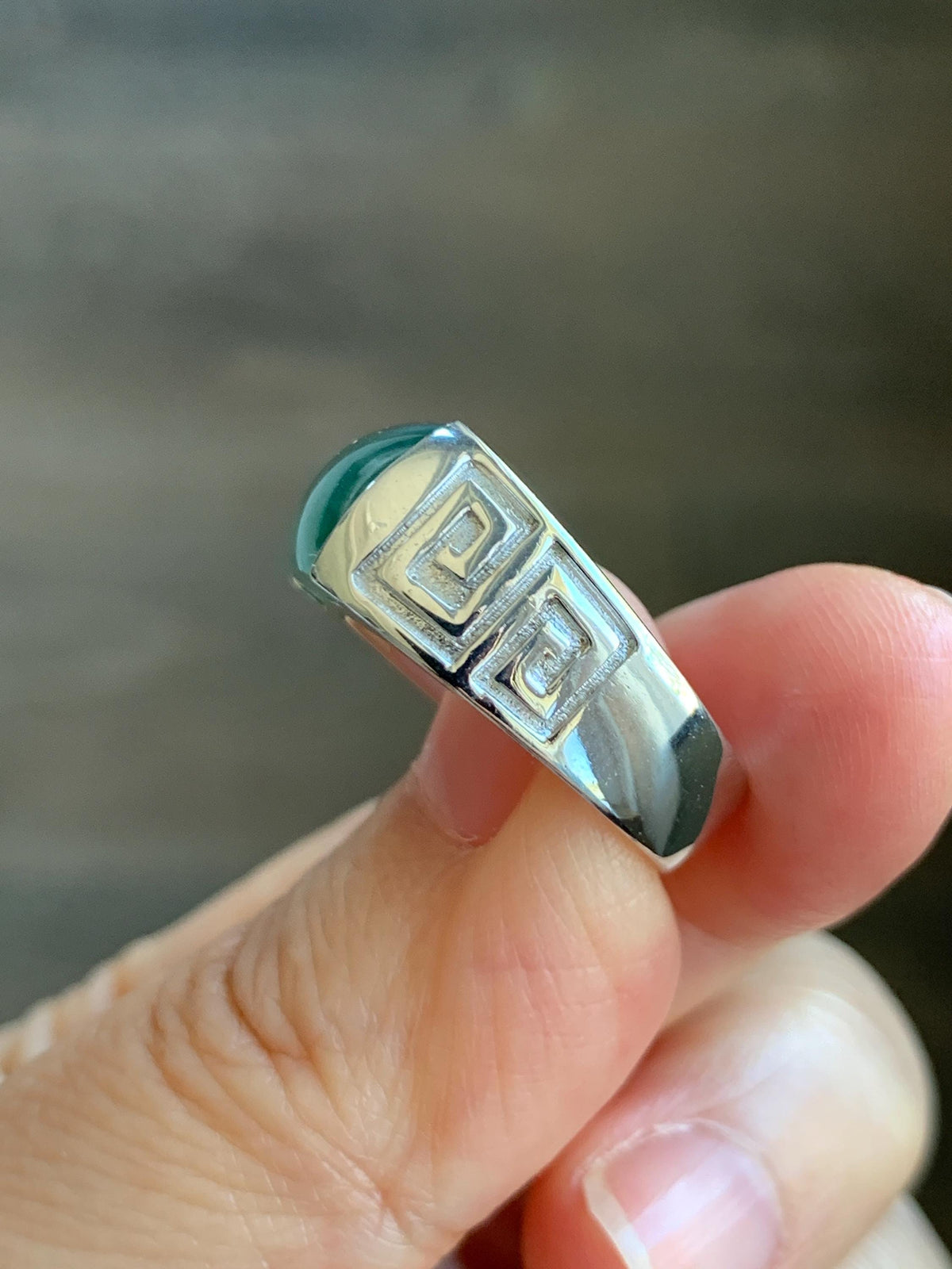 Certified Natural Grade A Guatemalan Icy Teal Green Marbled Jade Jadeite Saddle Ring Sterling Silver Size 7.75 US 9.99g天然冰危蓝绿飘花翡翠马鞍戒指 1025