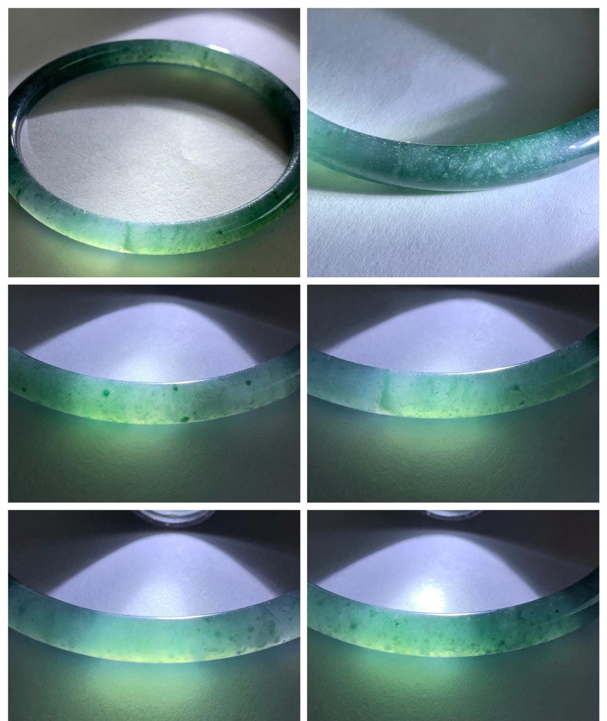 Certified Natural Grade A Guatemalan Icy Translucent Dark Teal Green Jade Jadeite Slim Bangle 58.08mm 7.18” 18.12g 天然冰胶危深蓝绿翡翠细圆条手镯 988