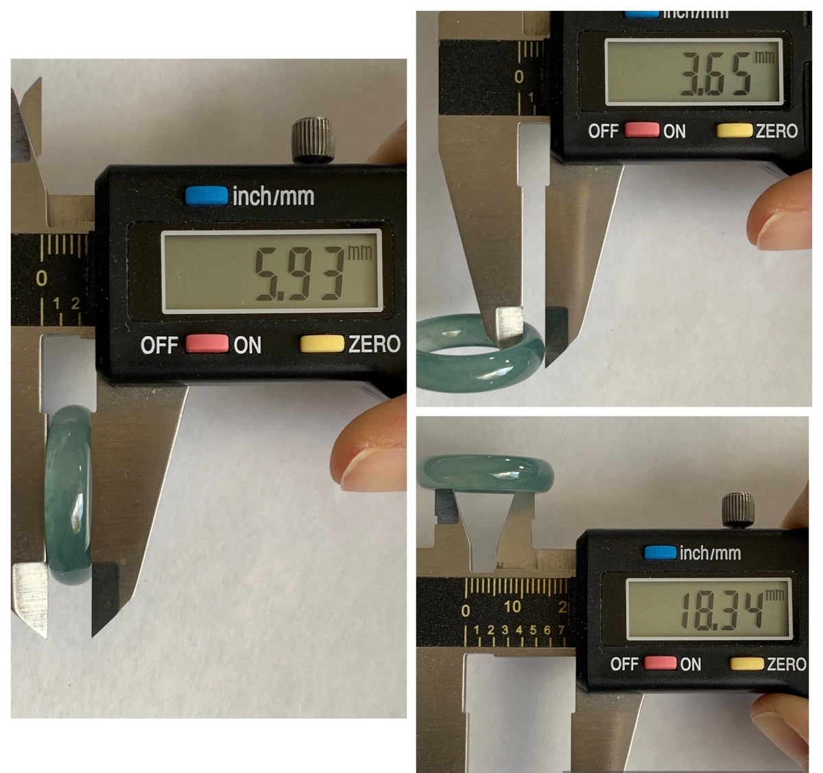 Natural Guatemalan Grade A Icy Translucent Teal Blue Jade Jadeite Jieyang Band Ring Comfort Fit Size 8 US 4g 天然冰胶危蓝翡翠揭阳工戒圈 WJY420F