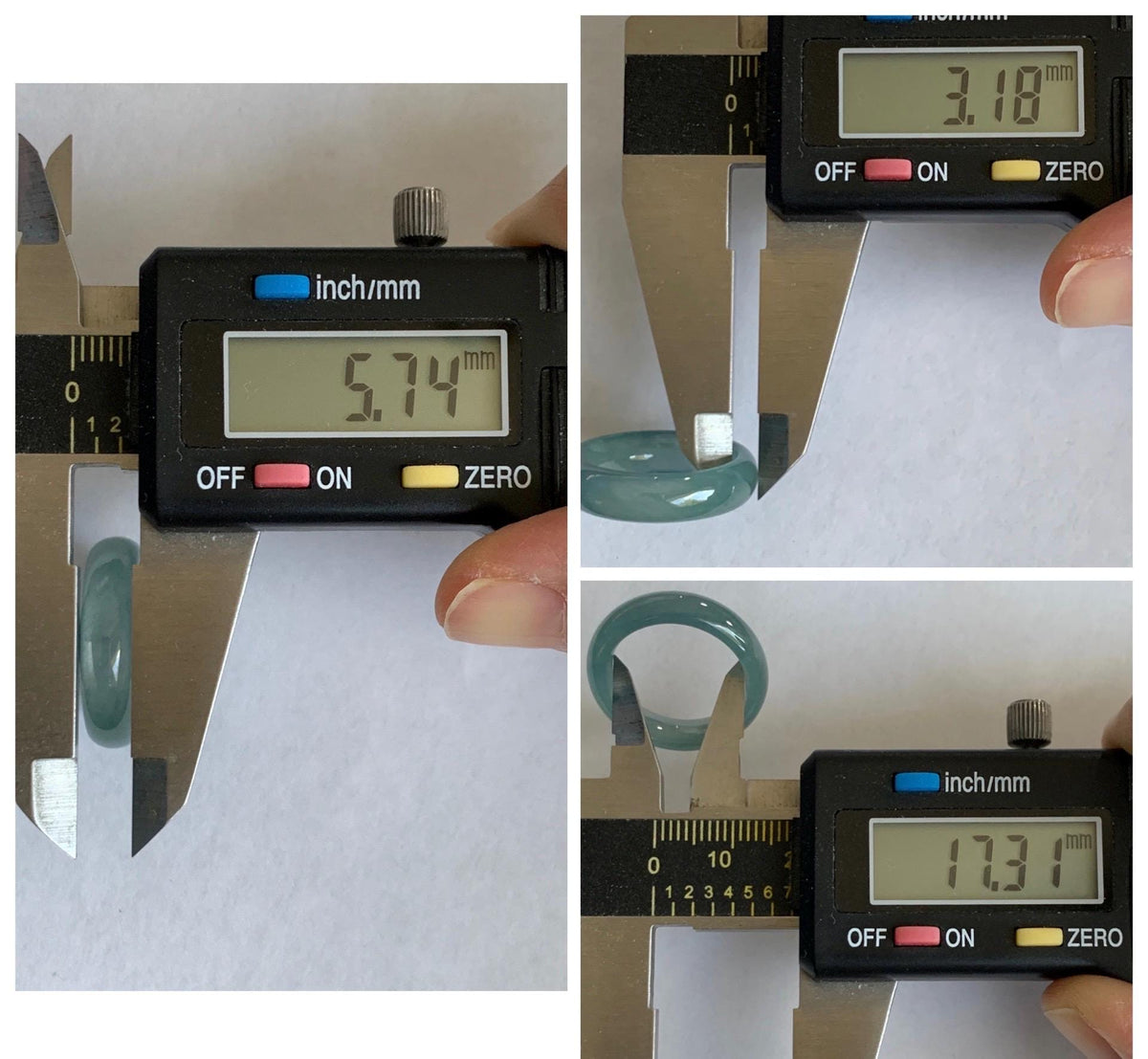 Natural Guatemalan Grade A Icy Translucent Teal Blue Jade Jadeite Jieyang Band Ring Comfort Fit Size 6.75 US 3g 天然冰胶危蓝翡翠揭阳工戒圈 WJY420D