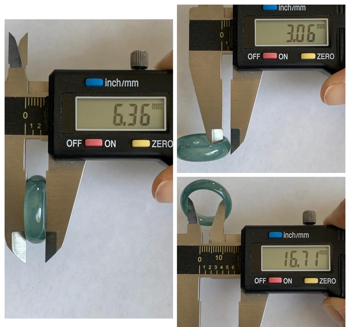 Natural Guatemalan Grade A Icy Translucent Teal Blue Jade Jadeite Jieyang Band Ring Comfort Fit Size 6 US 4g 天然冰胶危蓝翡翠揭阳工戒圈 WJY420C